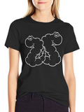 Cartoon Monster Hug Black T-Shirt