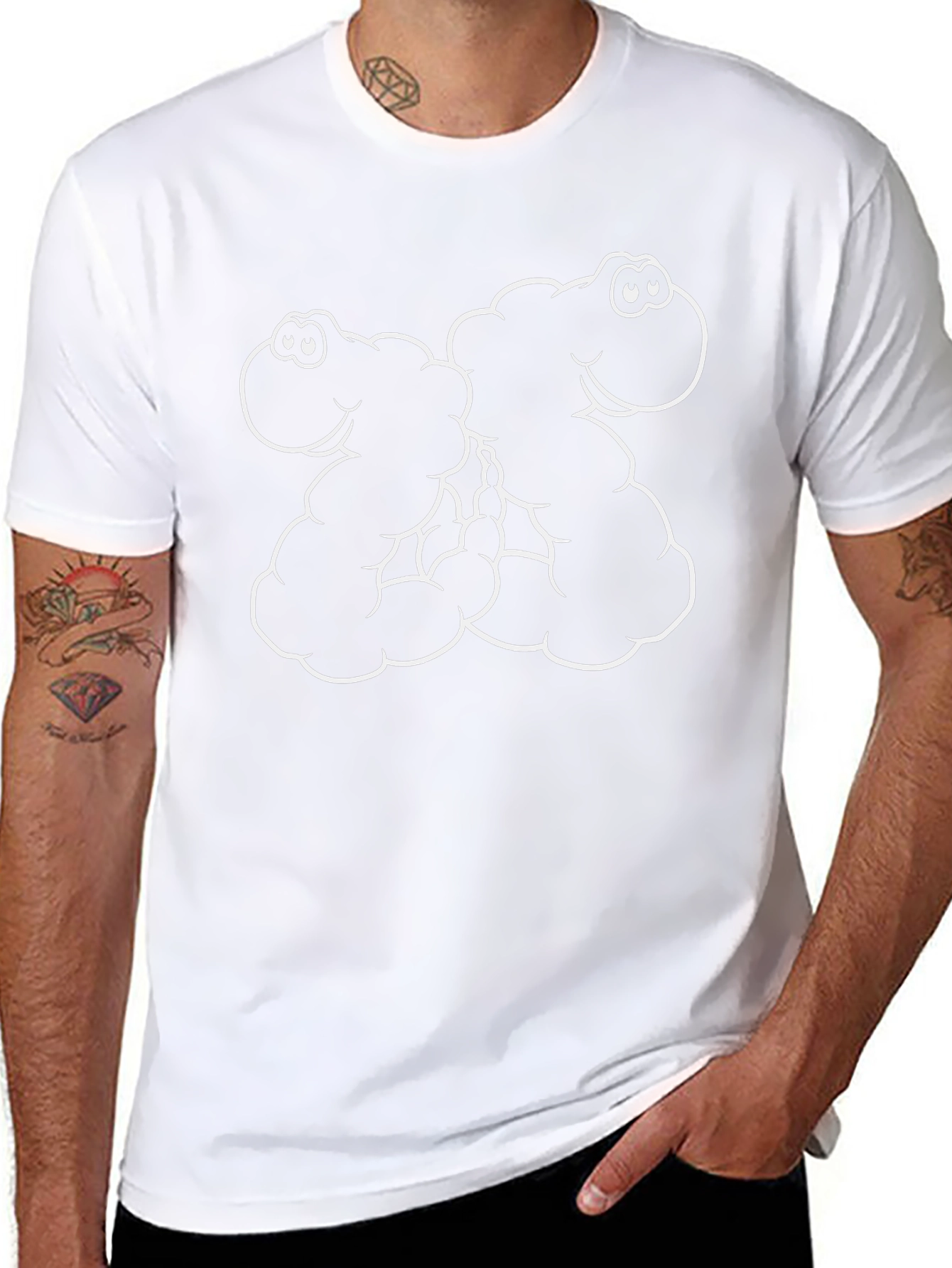 Cartoon Monster Hug Black T-Shirt
