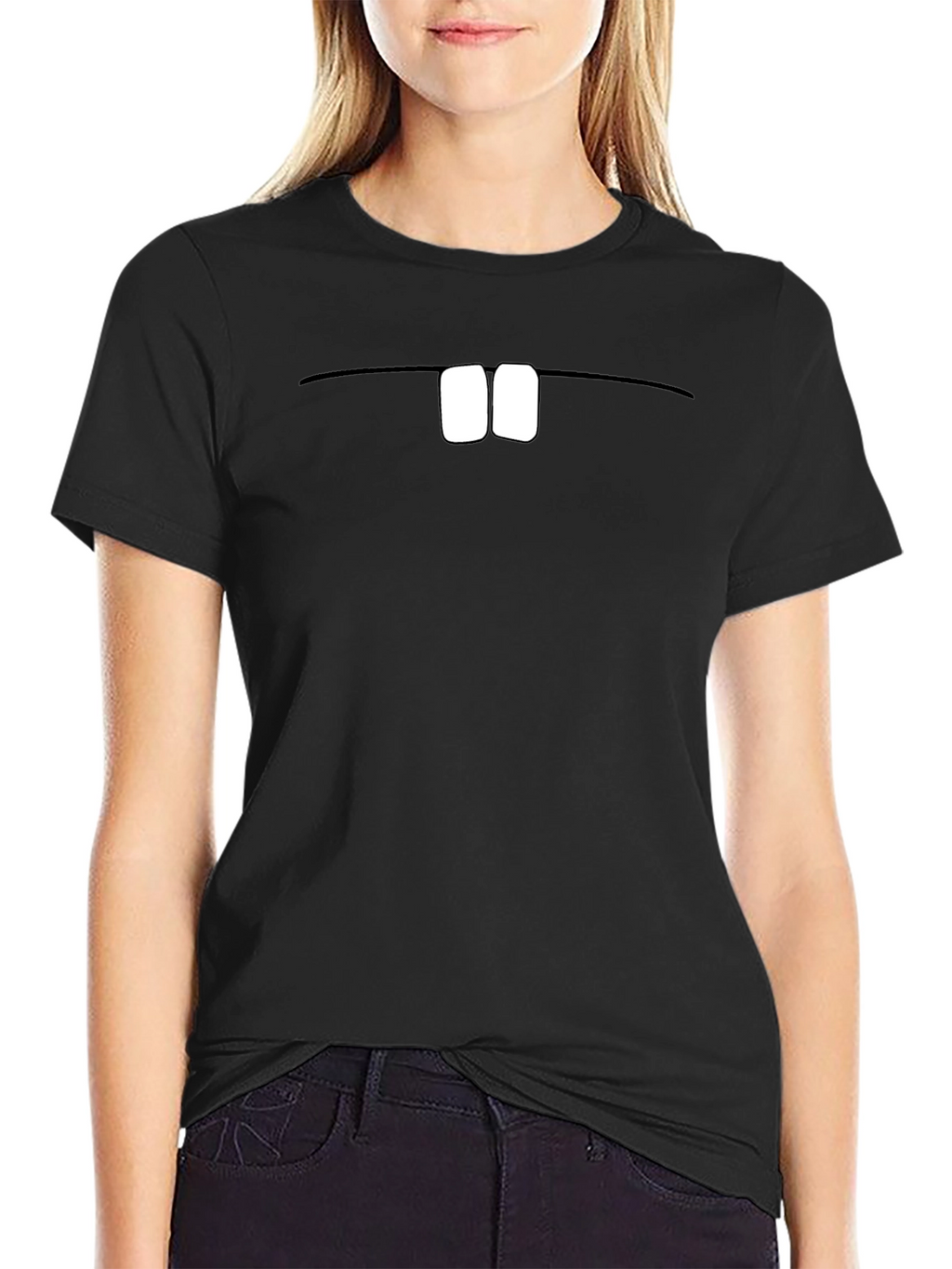 Funny Beaver Teeth Graphic Black T-Shirt