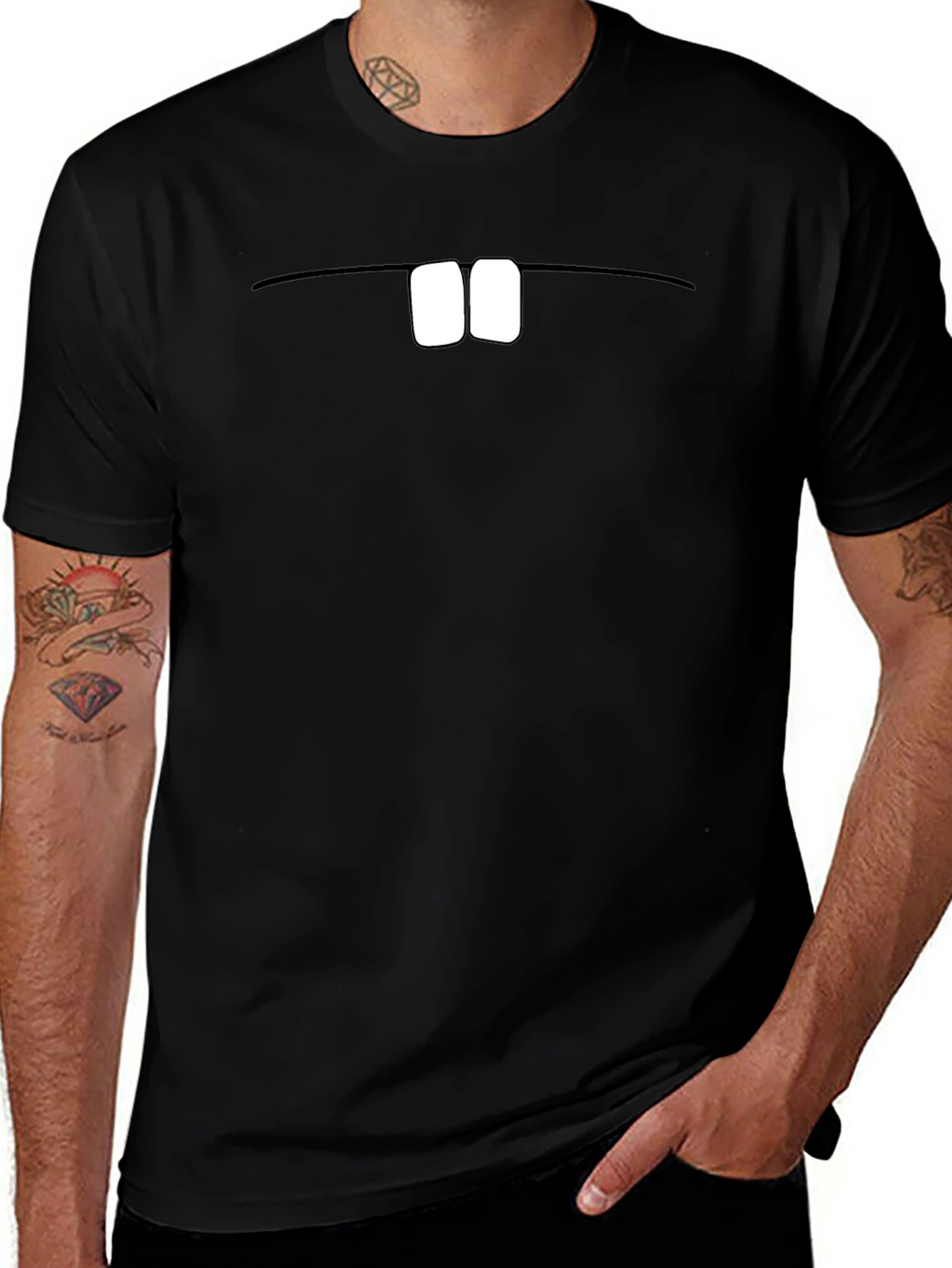 Funny Beaver Teeth Graphic Black T-Shirt