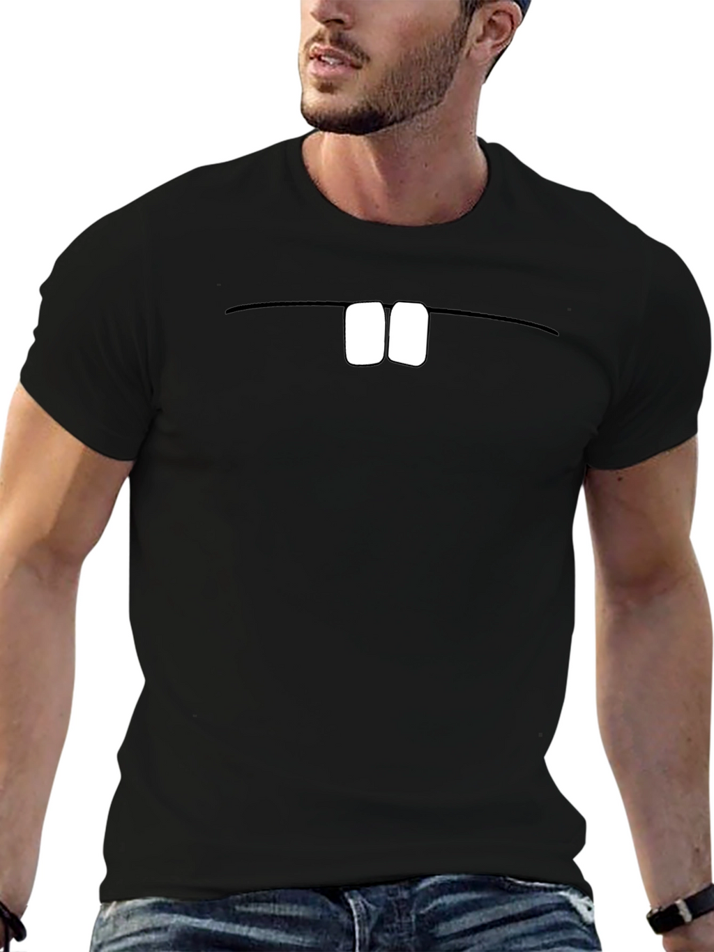 Funny Beaver Teeth Graphic Black T-Shirt