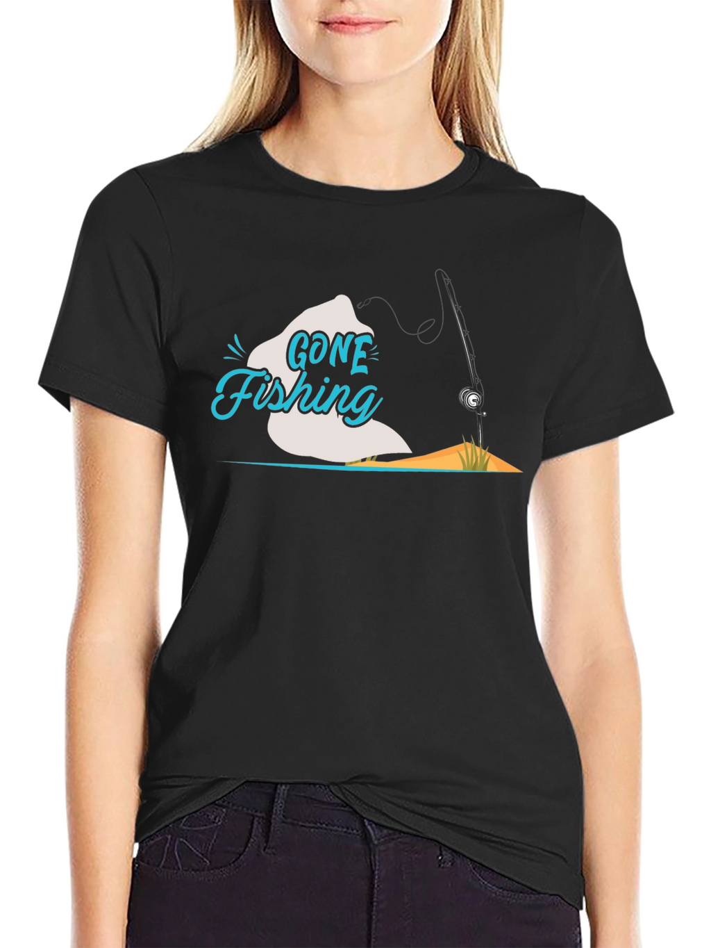 Gone Fishing Black T-Shirt
