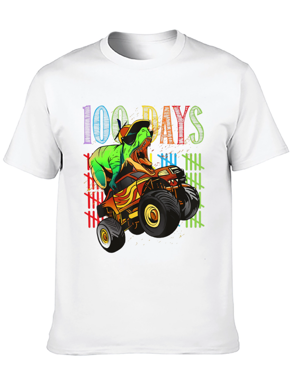 100 Days of School T-Rex Monster Truck Kids Shirt