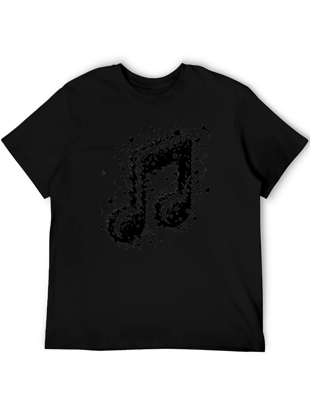 Musical Note Graphic Tee - Black Cotton T-Shirt