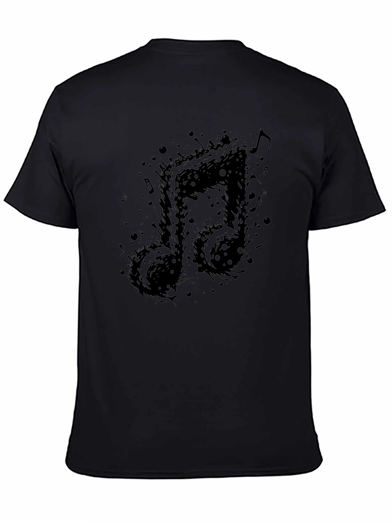 Musical Note Graphic Tee - Black Cotton T-Shirt