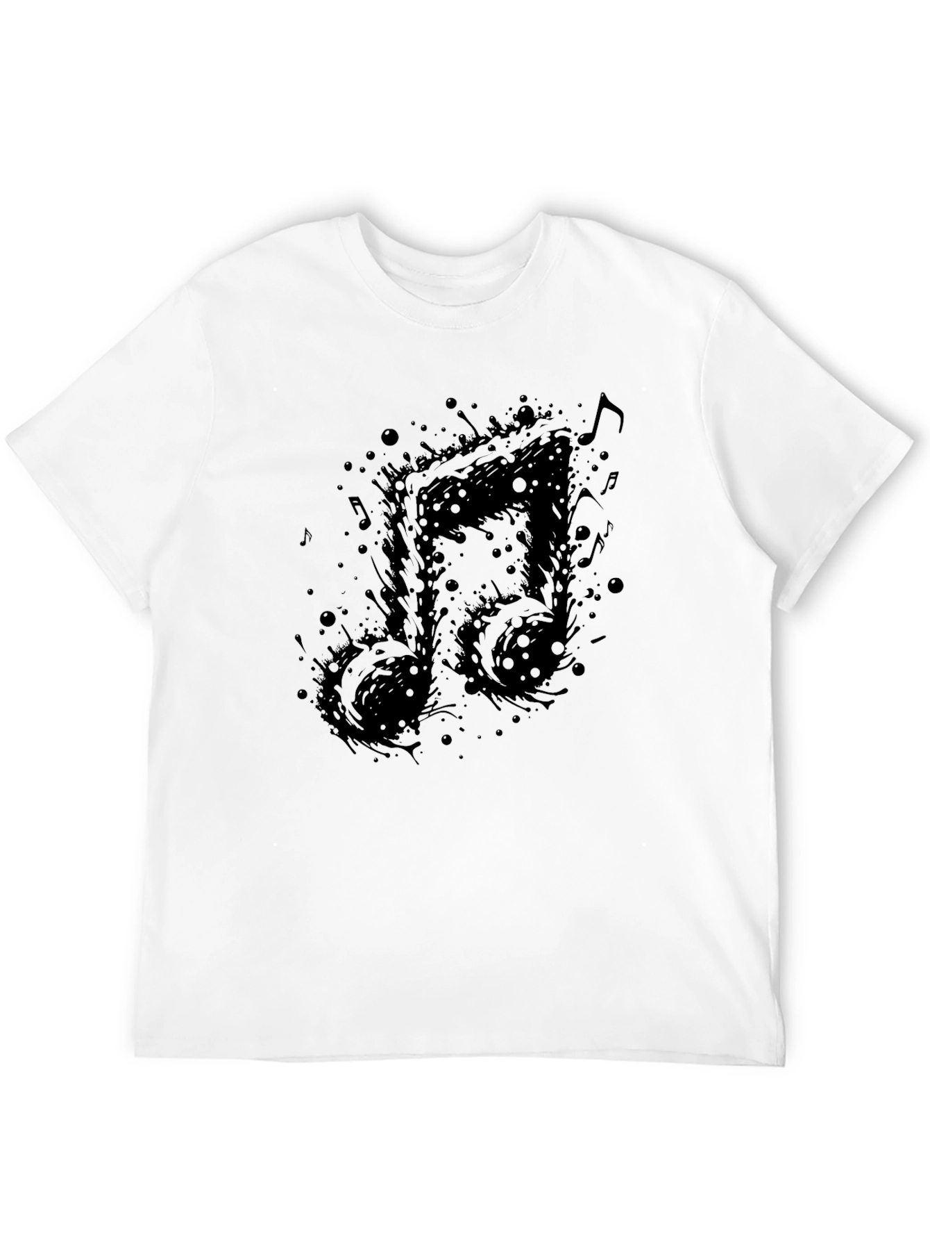 Musical Note Graphic Tee - Black Cotton T-Shirt