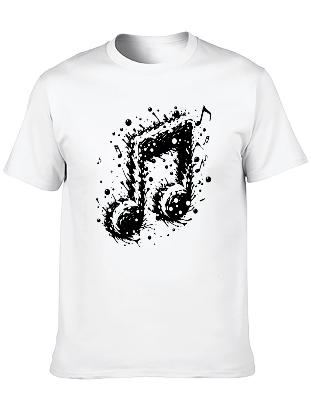 Musical Note Graphic Tee - Black Cotton T-Shirt