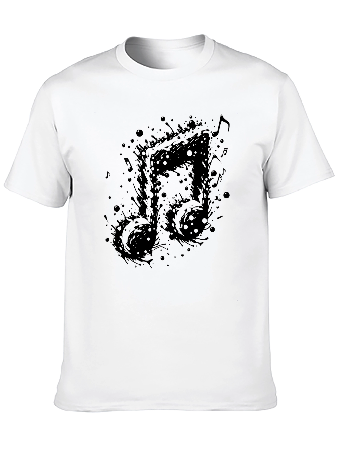Musical Note Graphic Tee - Black Cotton T-Shirt