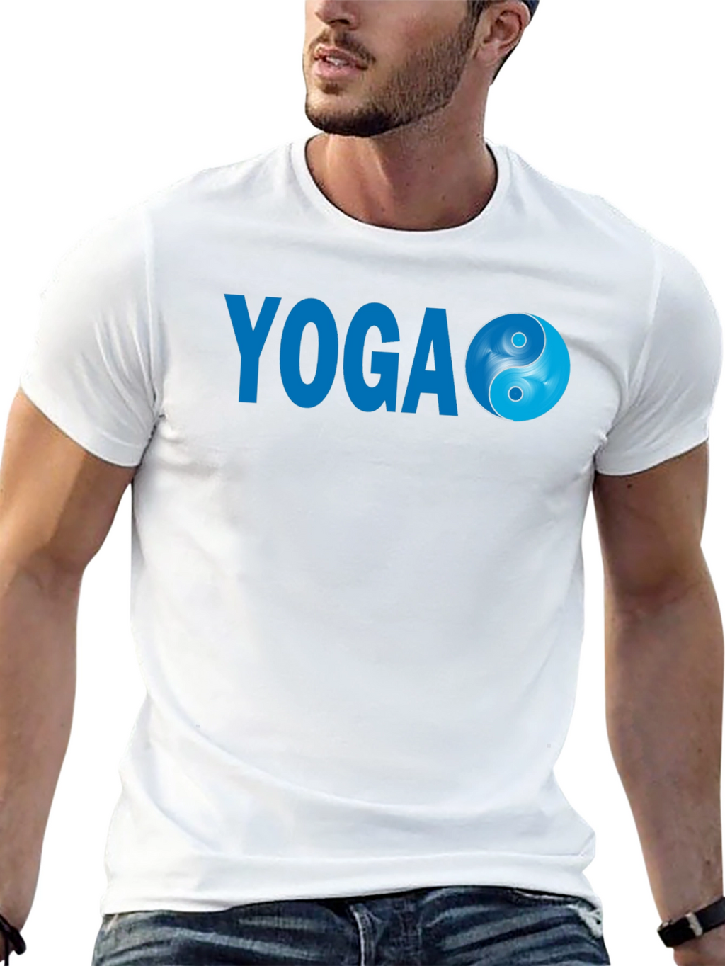 Yoga Yin Yang Graphic Tee - Black Cotton Blend