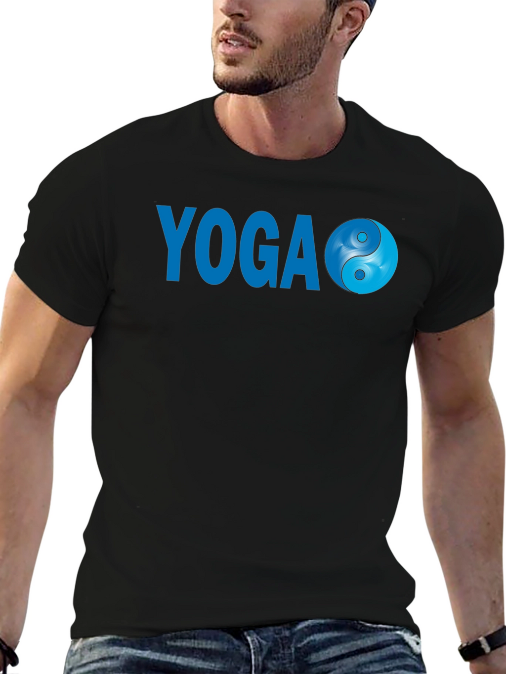 Yoga Yin Yang Graphic Tee - Black Cotton Blend