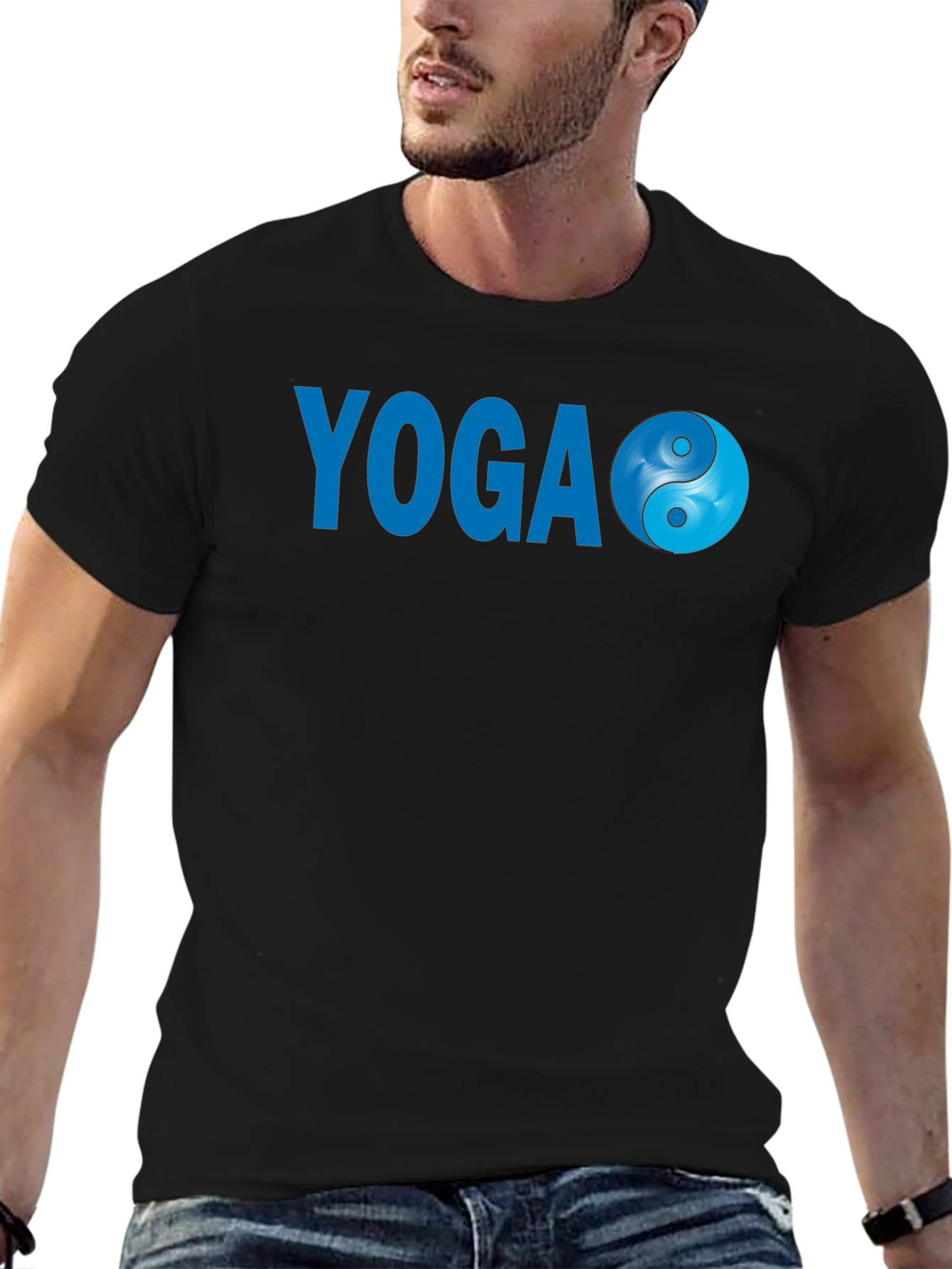 Yoga Yin Yang Graphic Tee - Black Cotton Blend