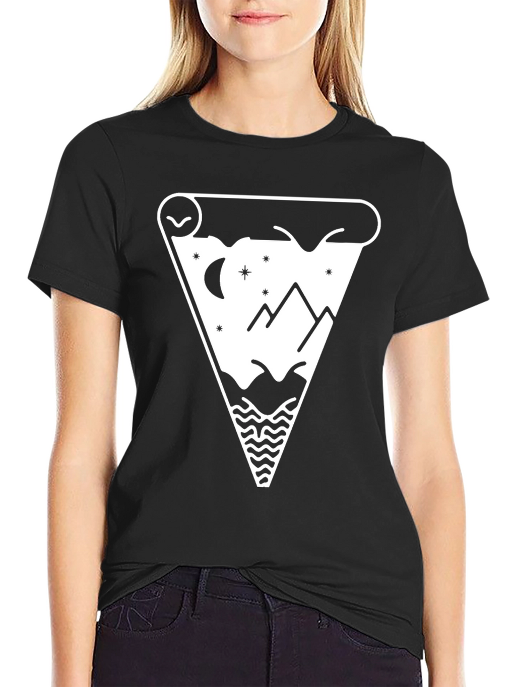 Mountainscape Graphic Tee - Black Cotton Blend