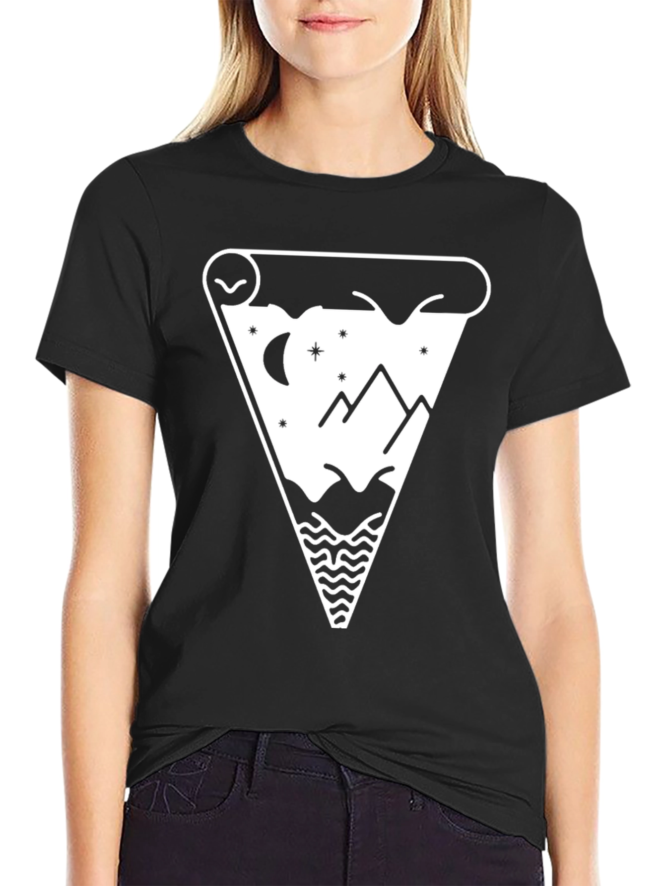Mountainscape Graphic Tee - Black Cotton Blend