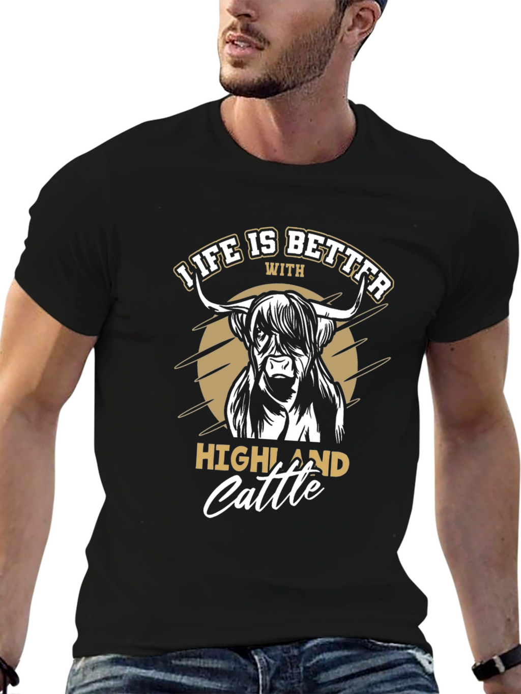 Highland Cattle Graphic Tee - Life is Better