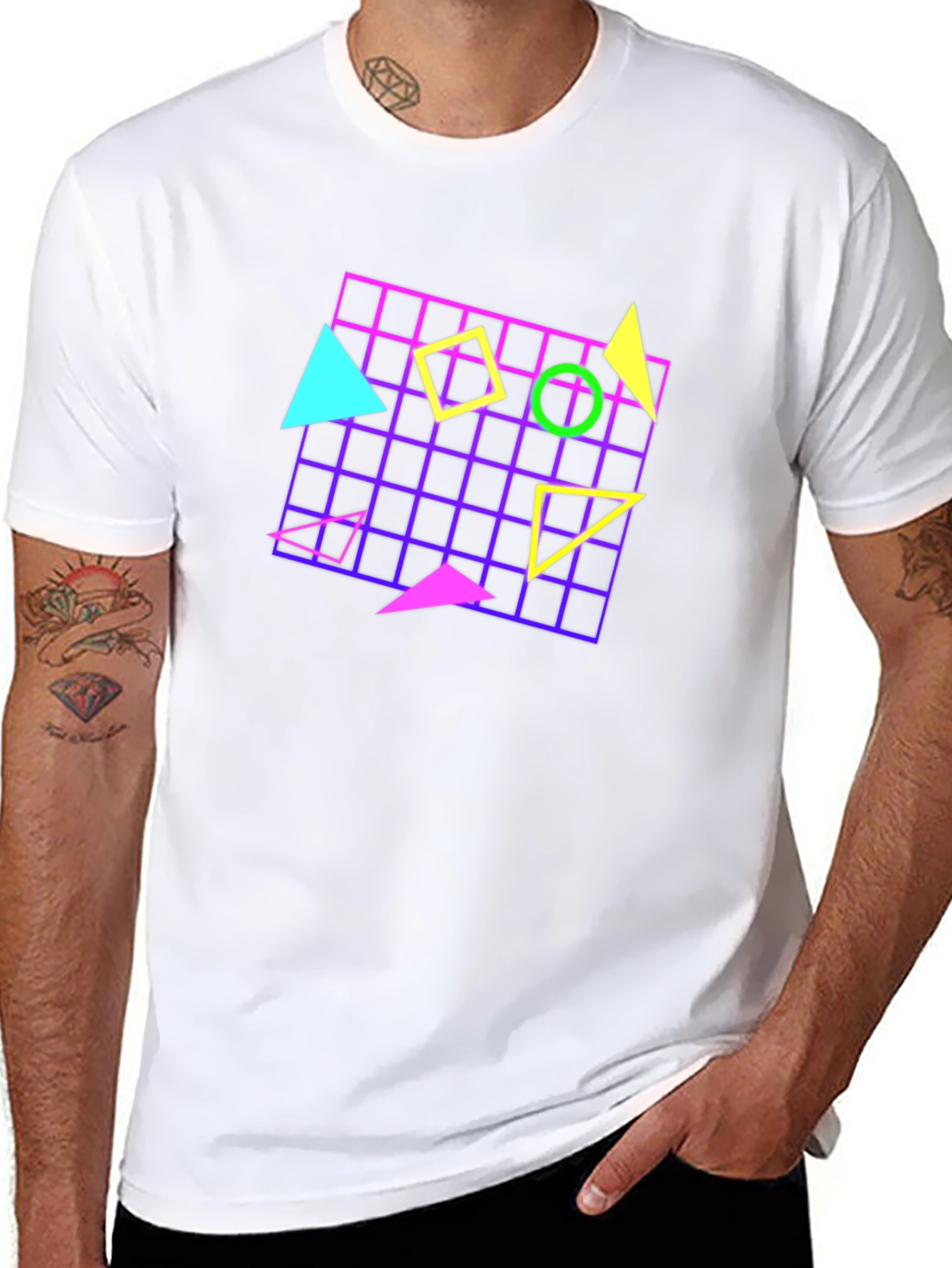Retro 80s Geometric Pattern T-Shirt