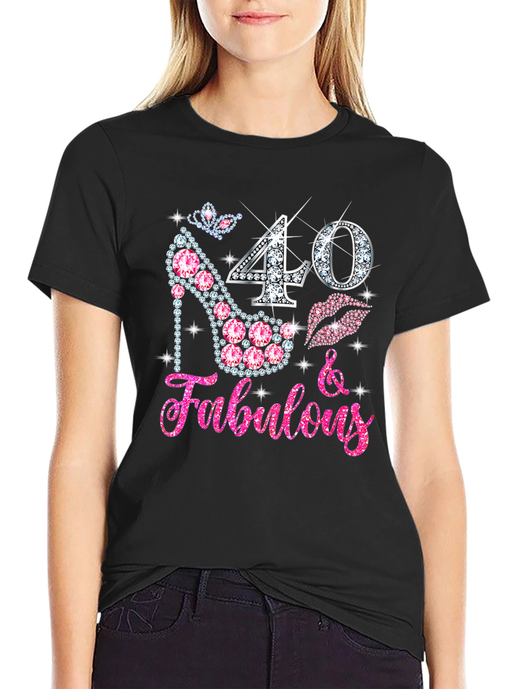 40 & Fabulous Rhinestone Birthday T-Shirt