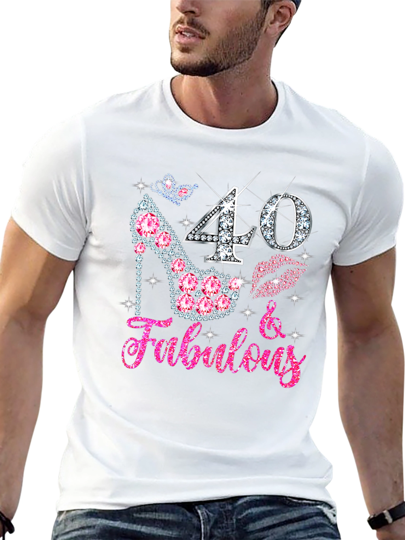 40 & Fabulous Rhinestone Birthday T-Shirt