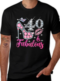 40 & Fabulous Rhinestone Birthday T-Shirt