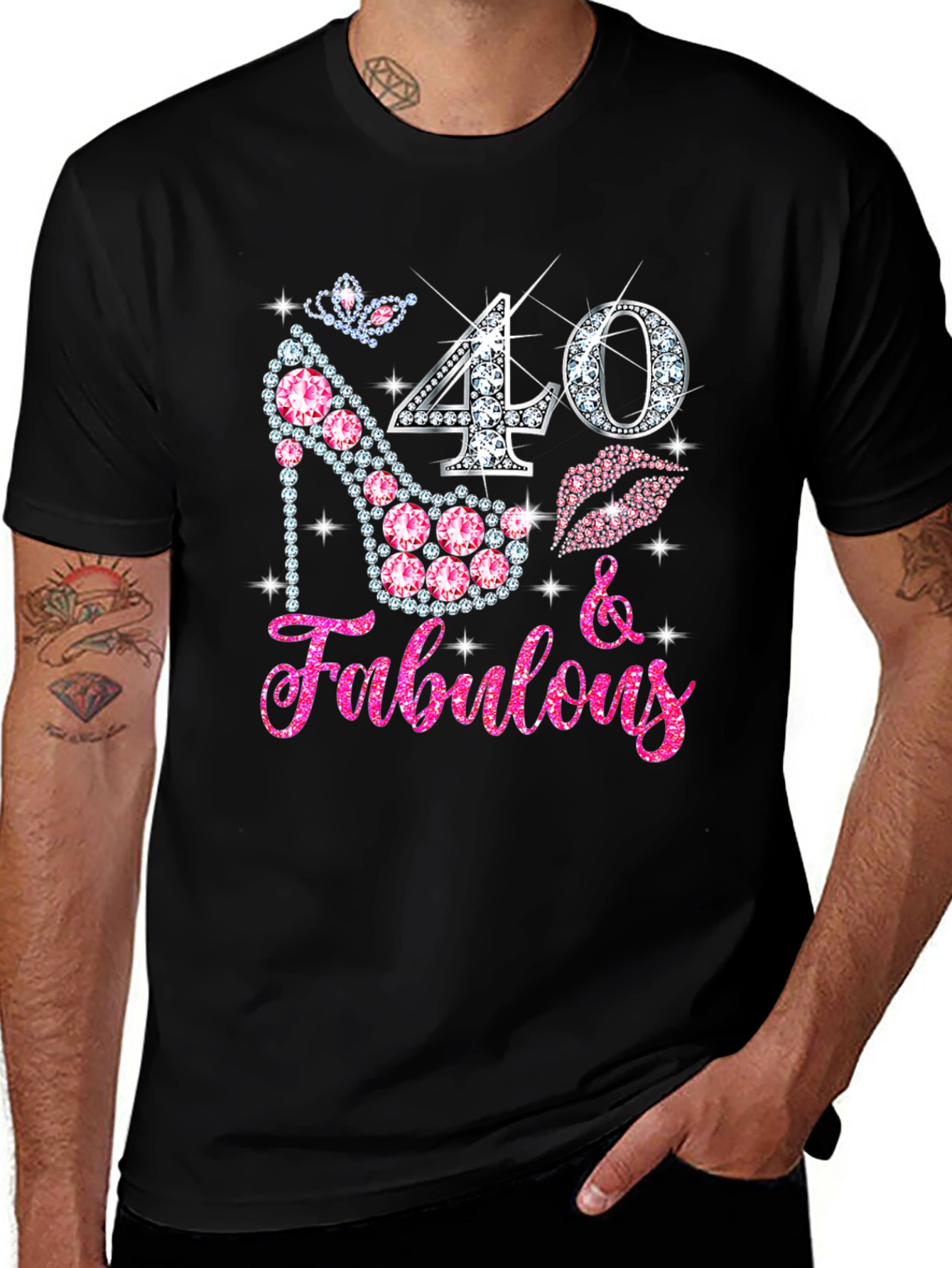 40 & Fabulous Rhinestone Birthday T-Shirt