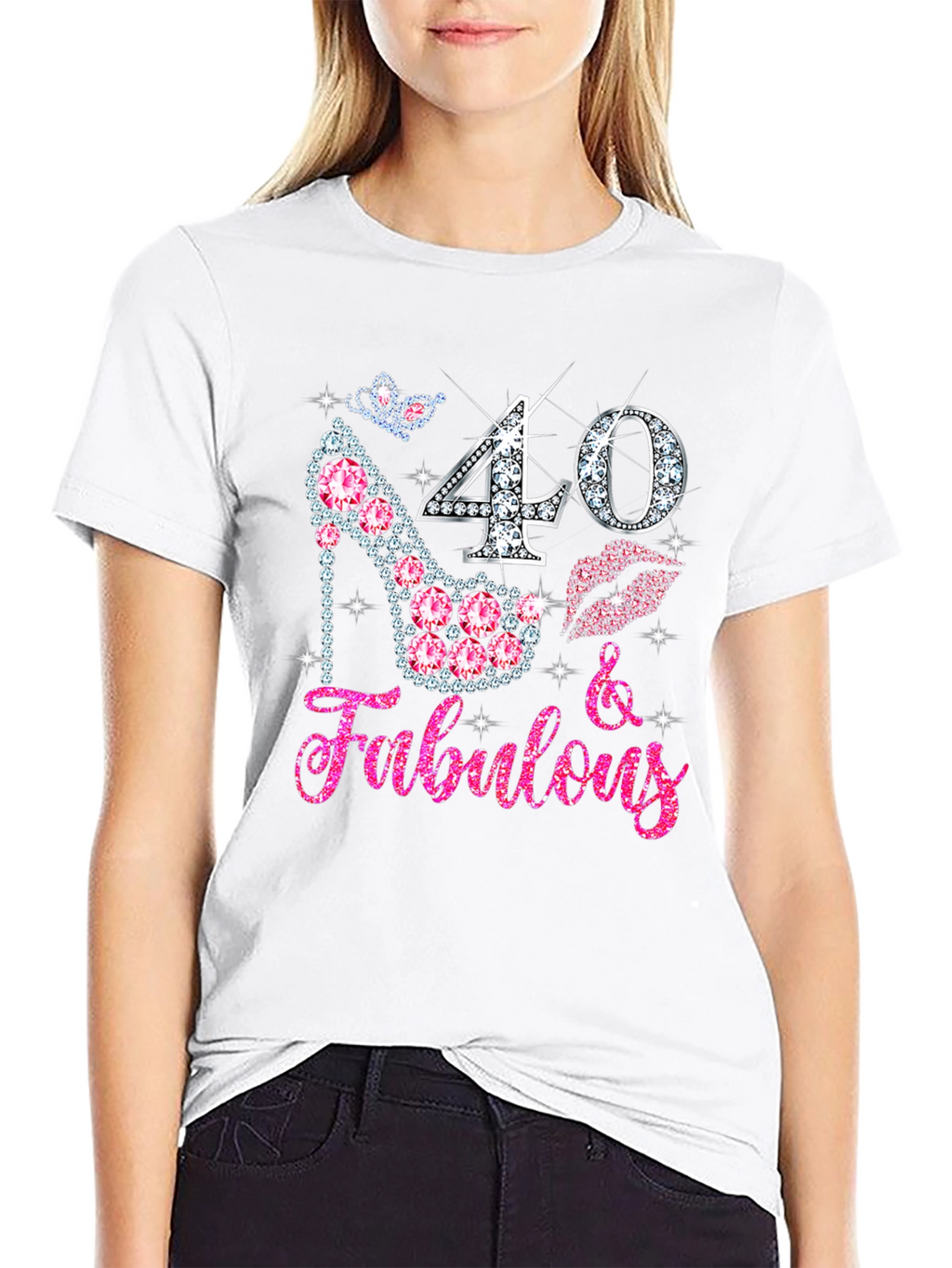 40 & Fabulous Rhinestone Birthday T-Shirt