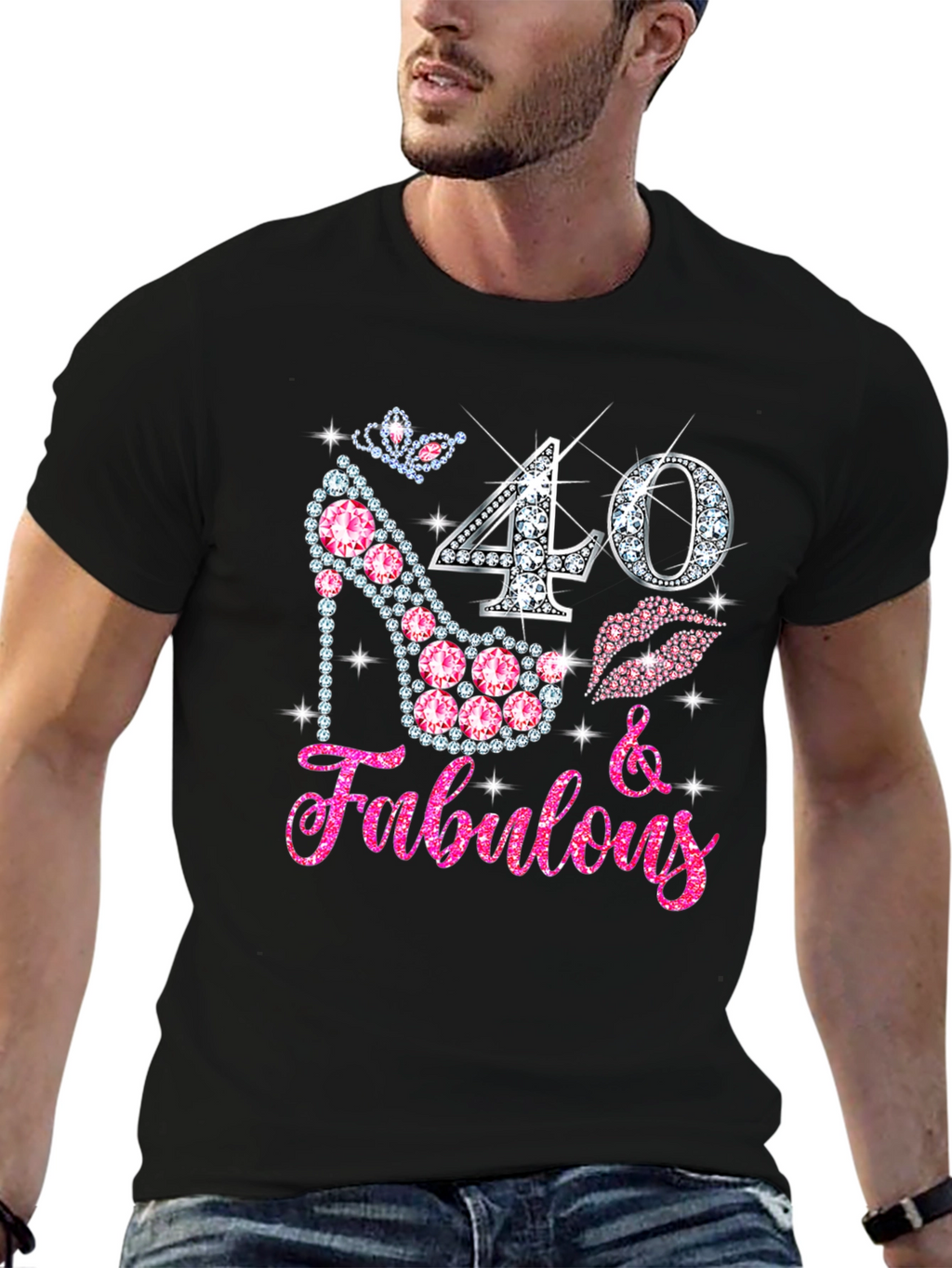 40 & Fabulous Rhinestone Birthday T-Shirt