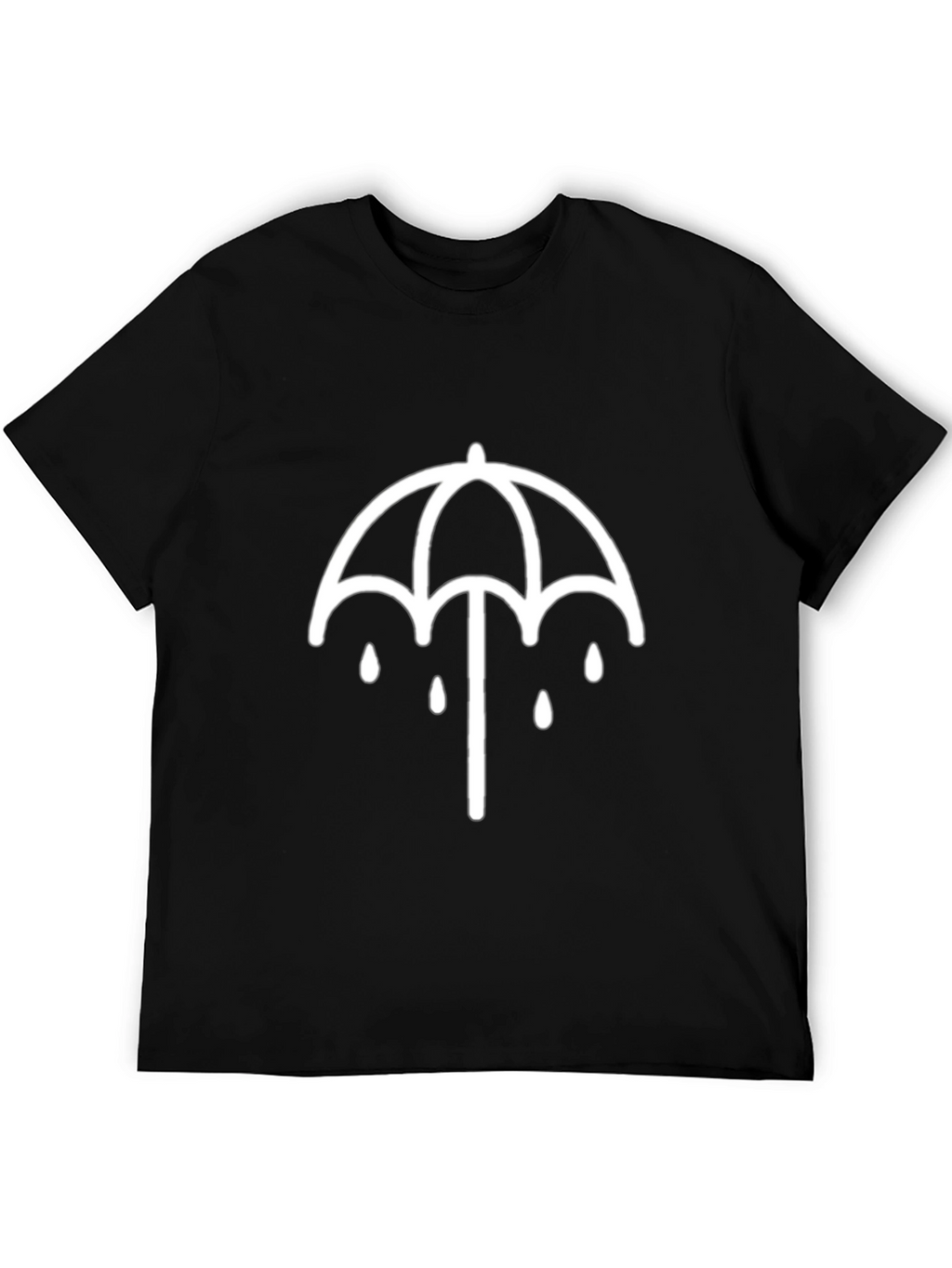 Black T-Shirt with Umbrella Graphic