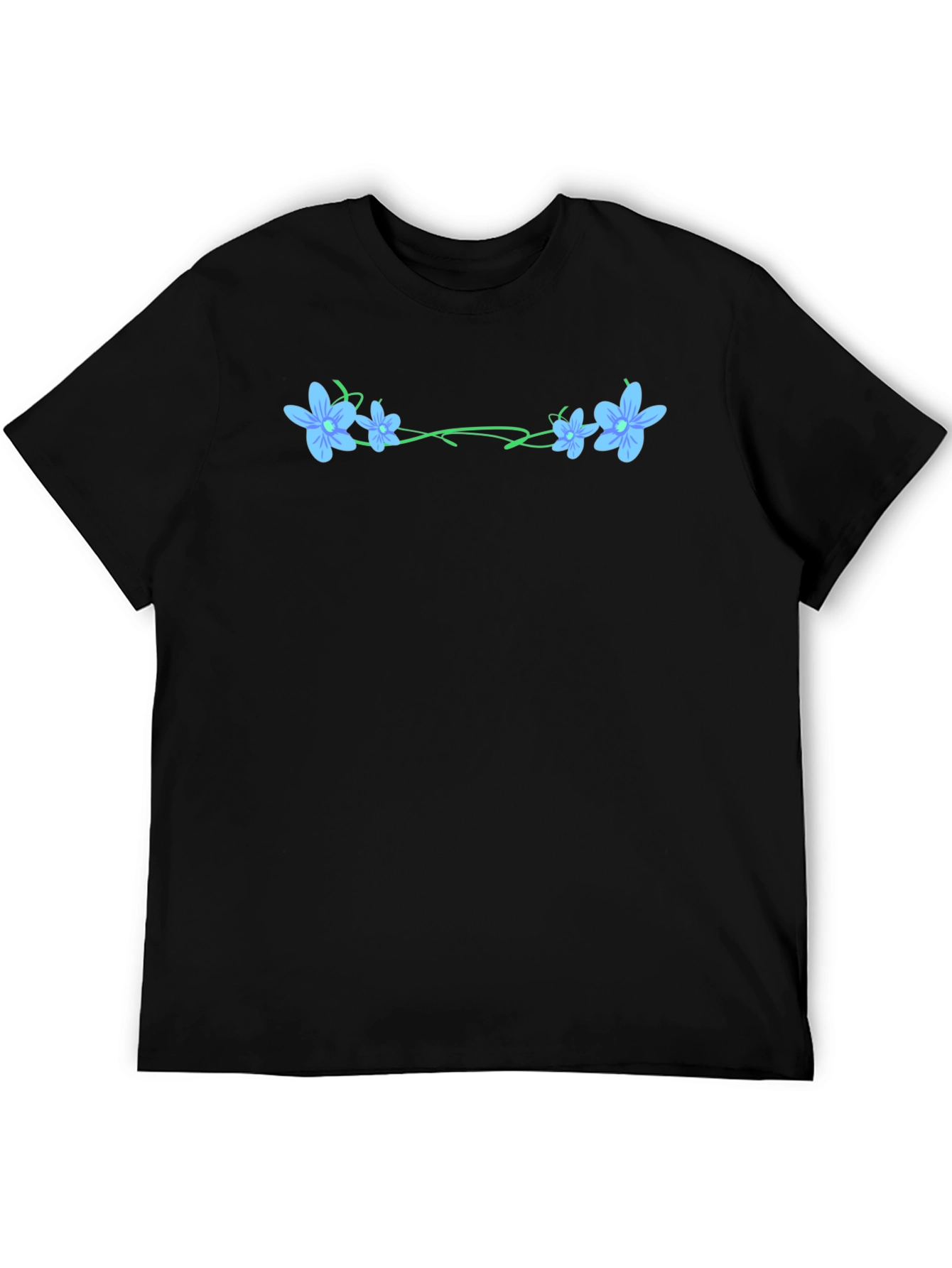 Floral Vine Graphic Black T-Shirt