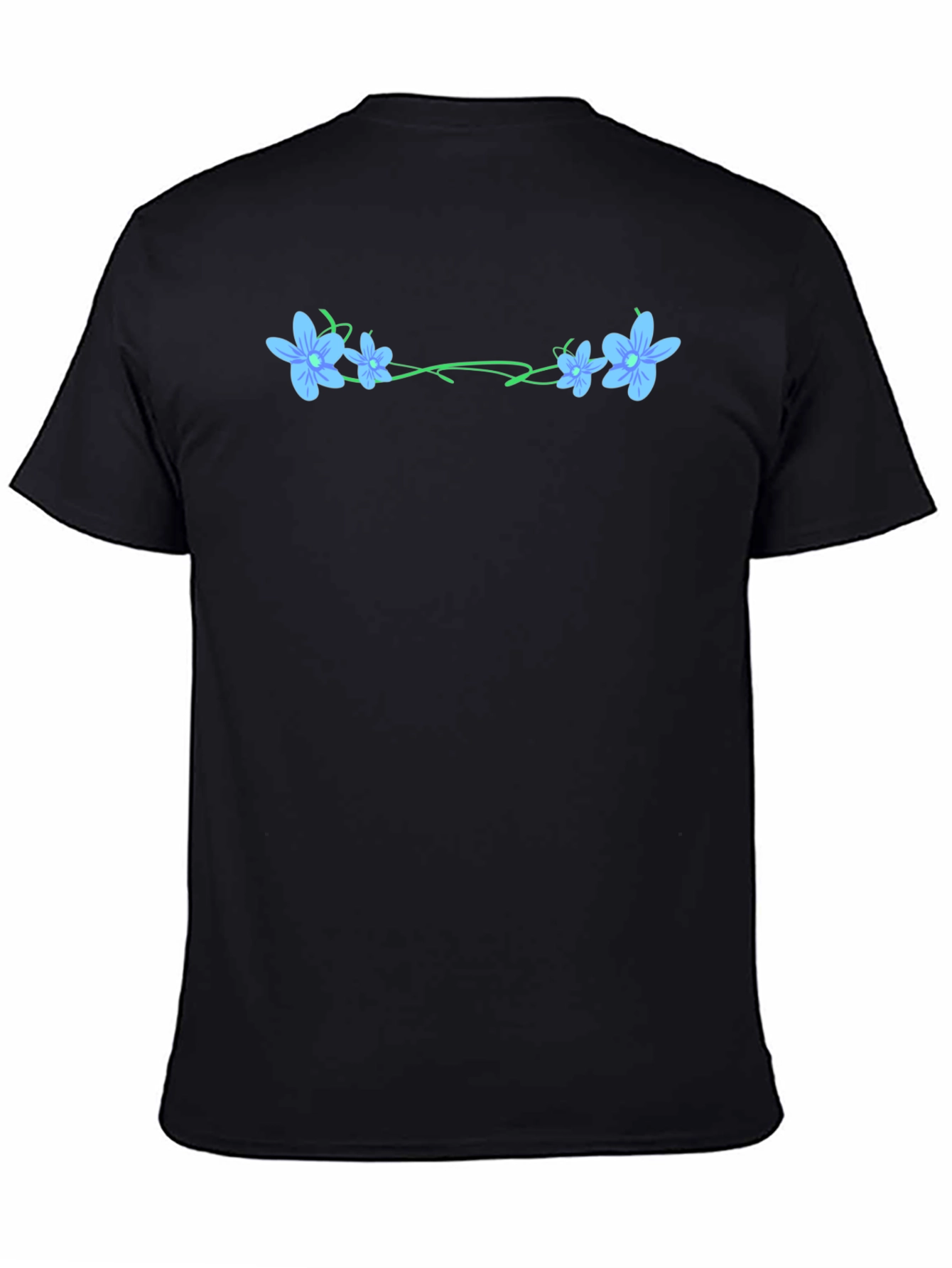 Floral Vine Graphic Black T-Shirt