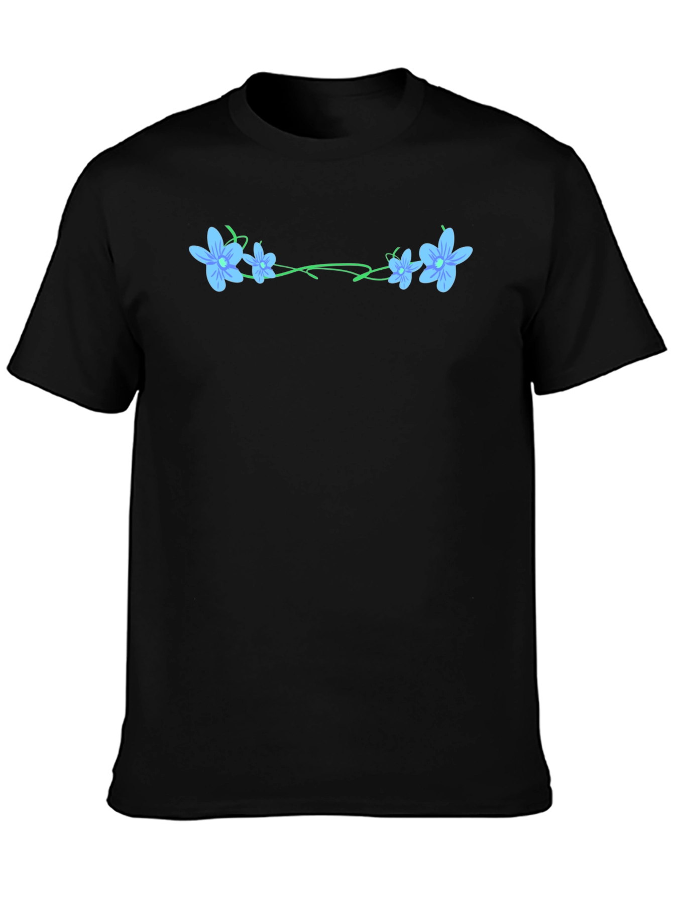 Floral Vine Graphic Black T-Shirt