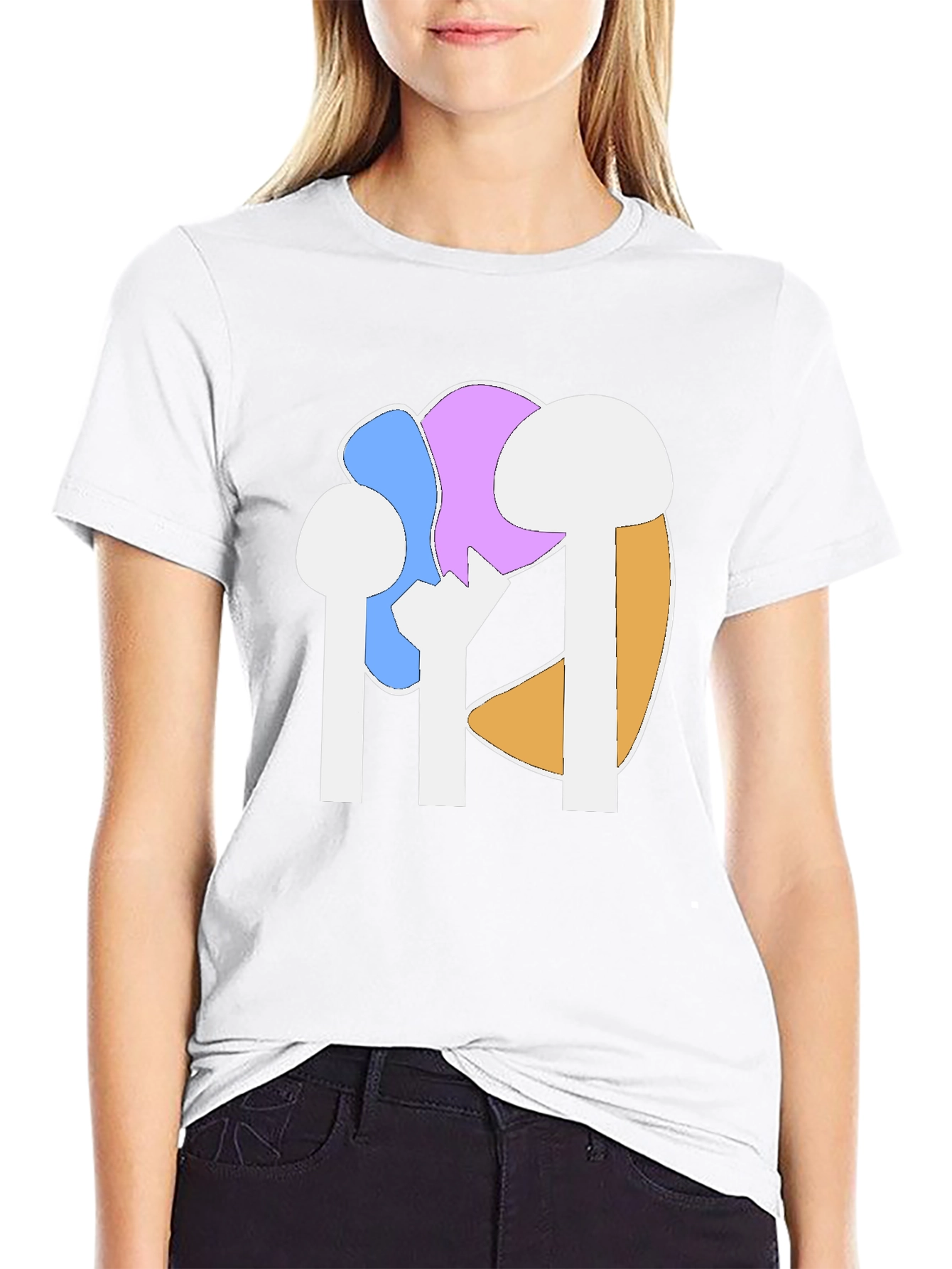 Abstract Mushroom Graphic Tee - Black Cotton Casual Shirt