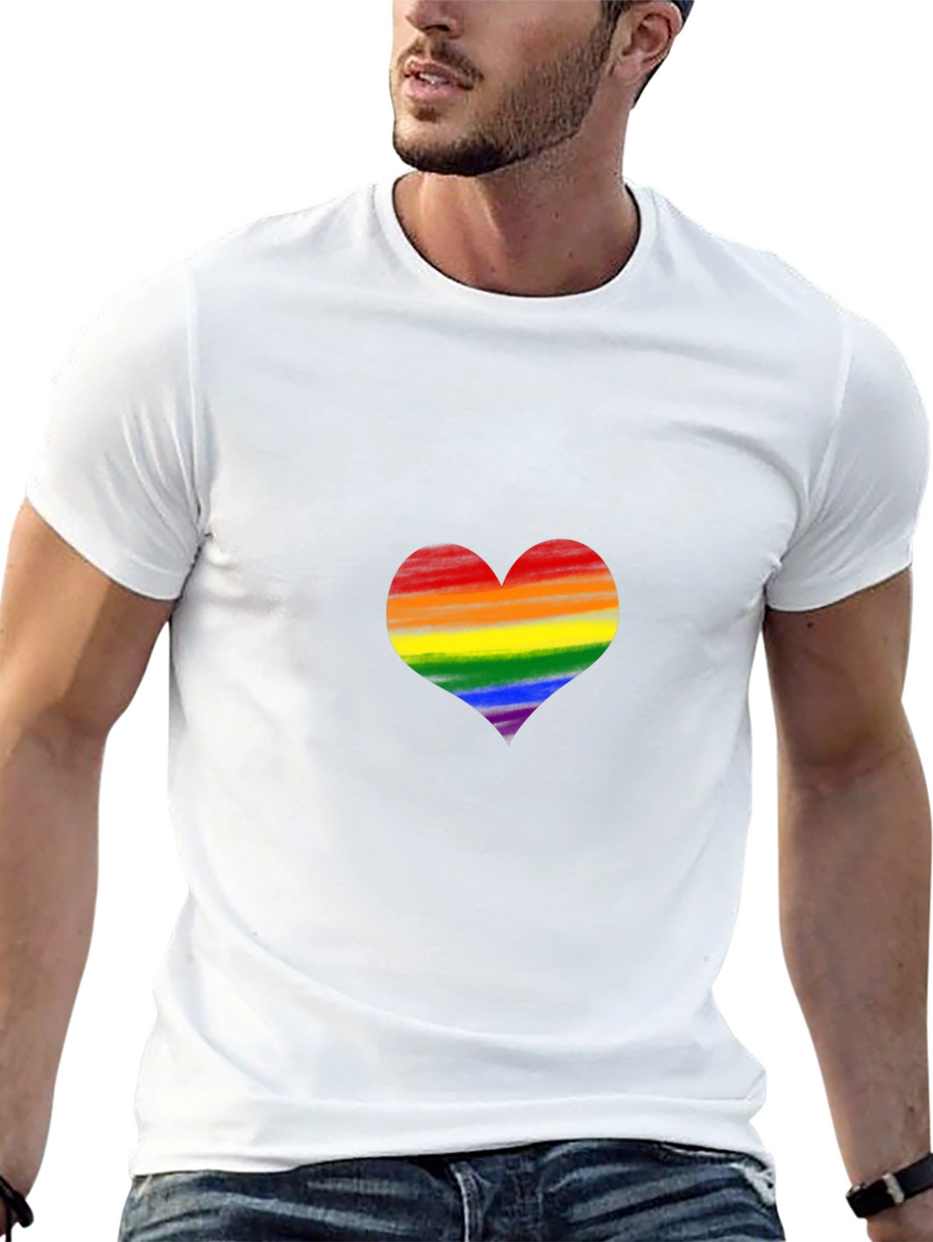 Pride Heart Graphic Tee - Black Cotton Blend