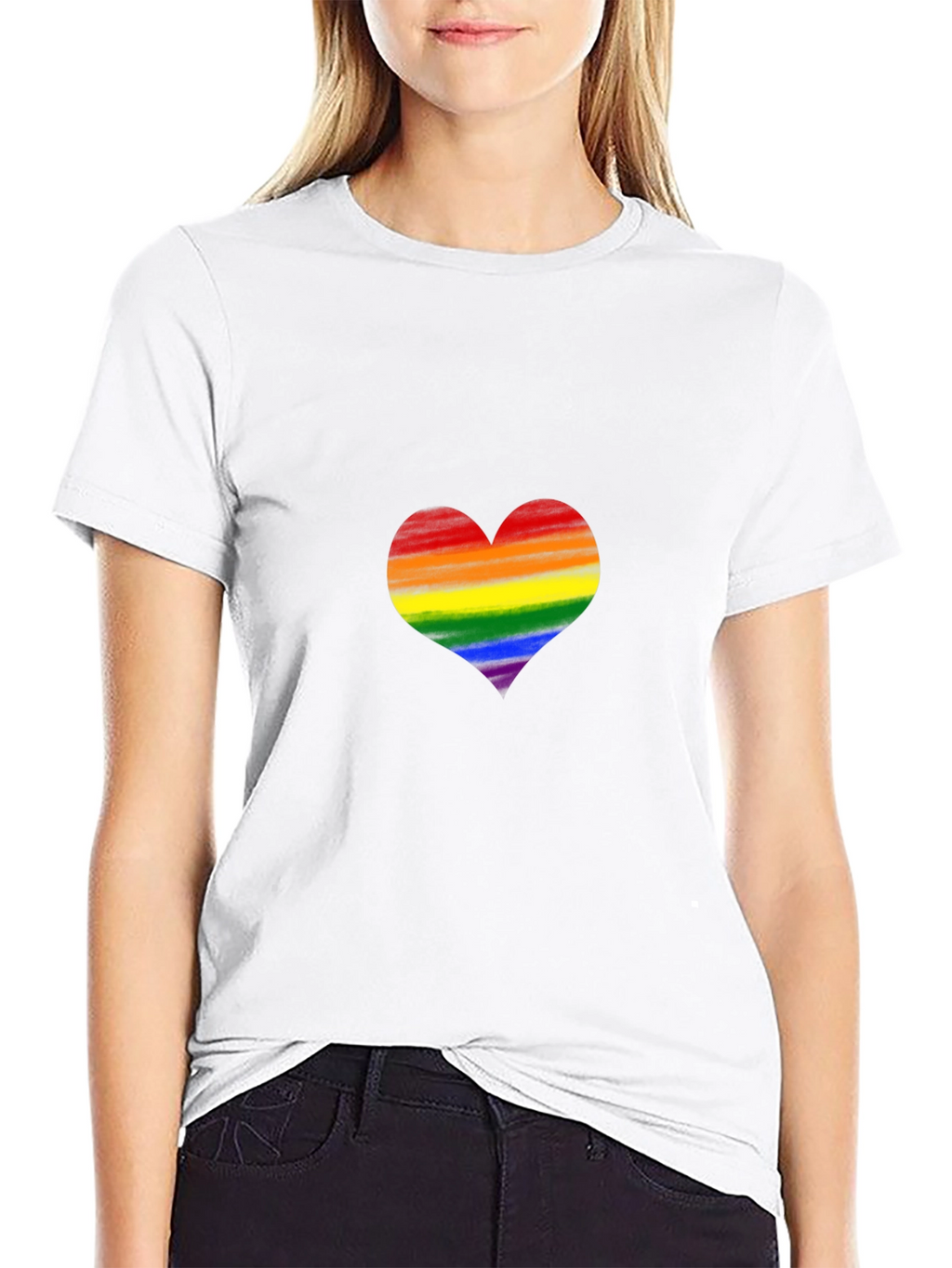 Pride Heart Graphic Tee - Black Cotton Blend