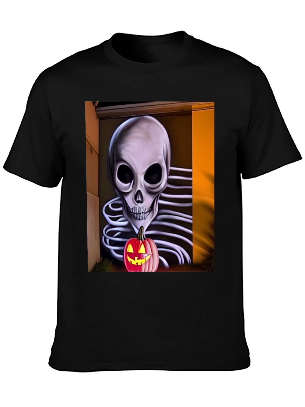 Halloween Skeleton Pumpkin Graphic Tee
