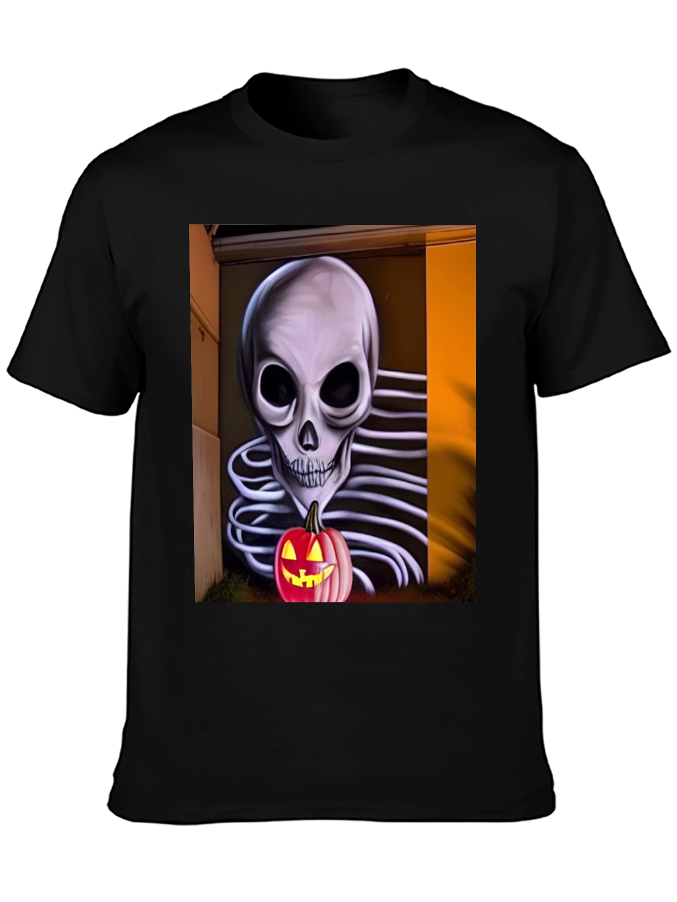 Halloween Skeleton Pumpkin Graphic Tee