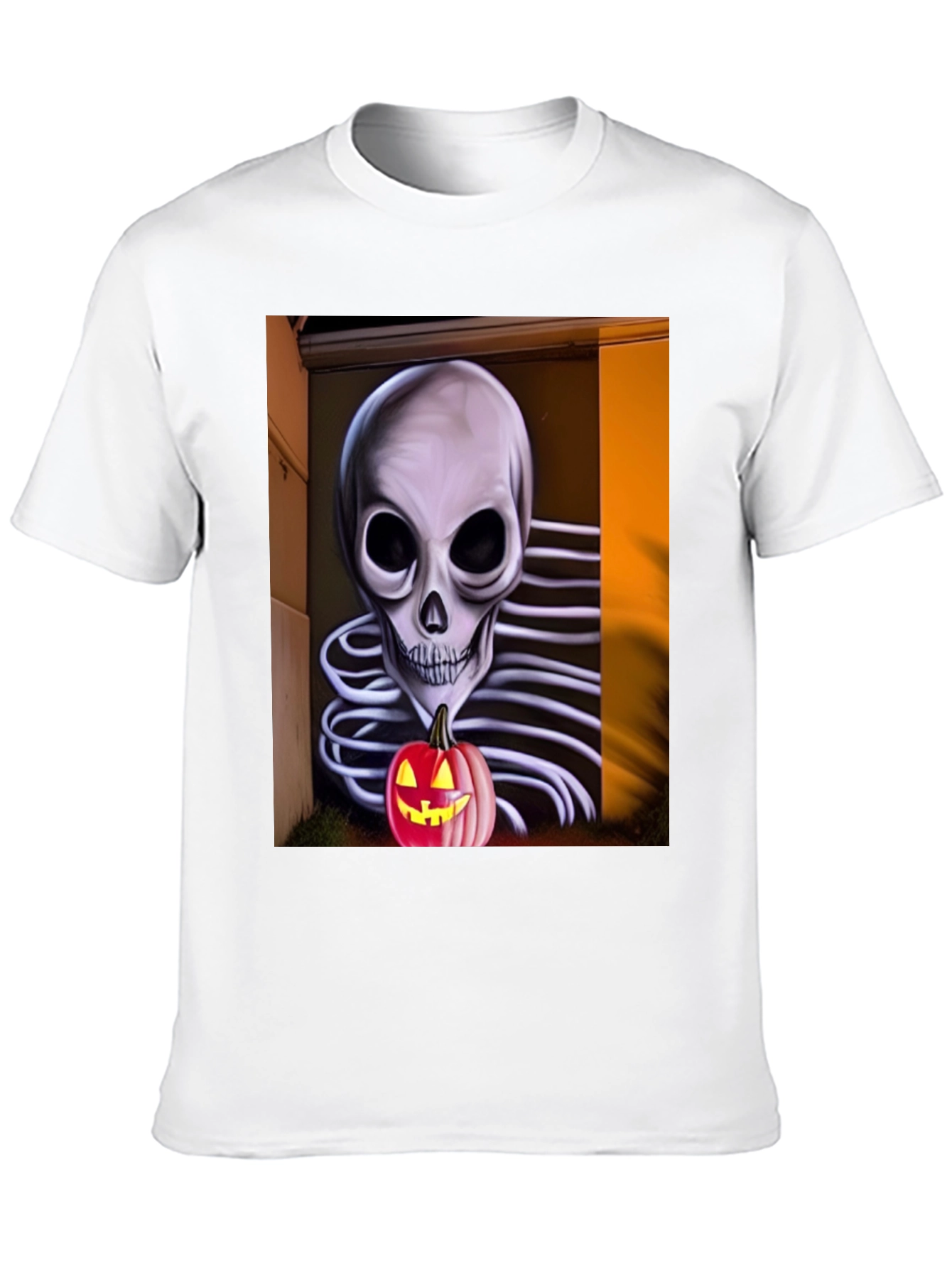 Halloween Skeleton Pumpkin Graphic Tee
