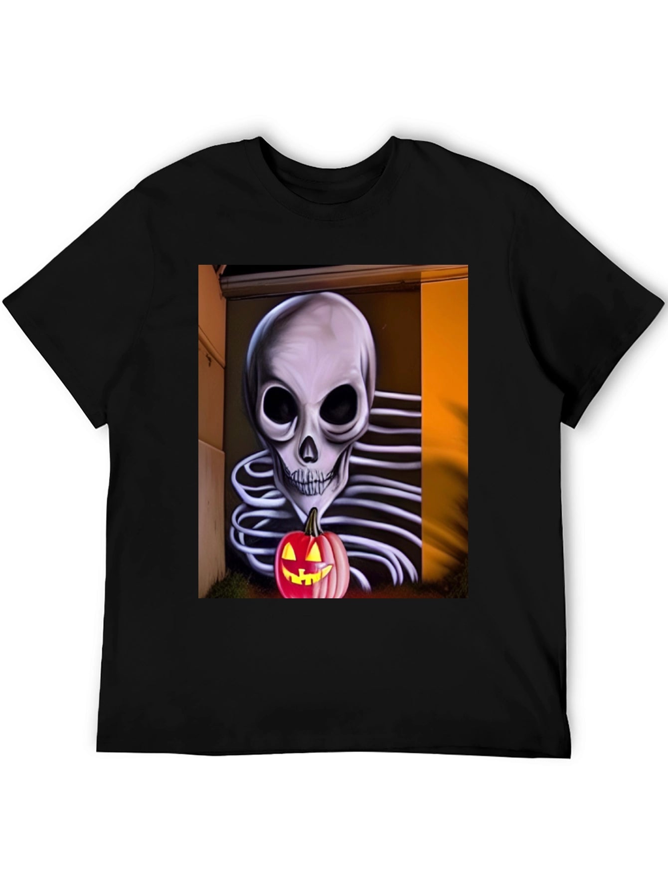 Halloween Skeleton Pumpkin Graphic Tee
