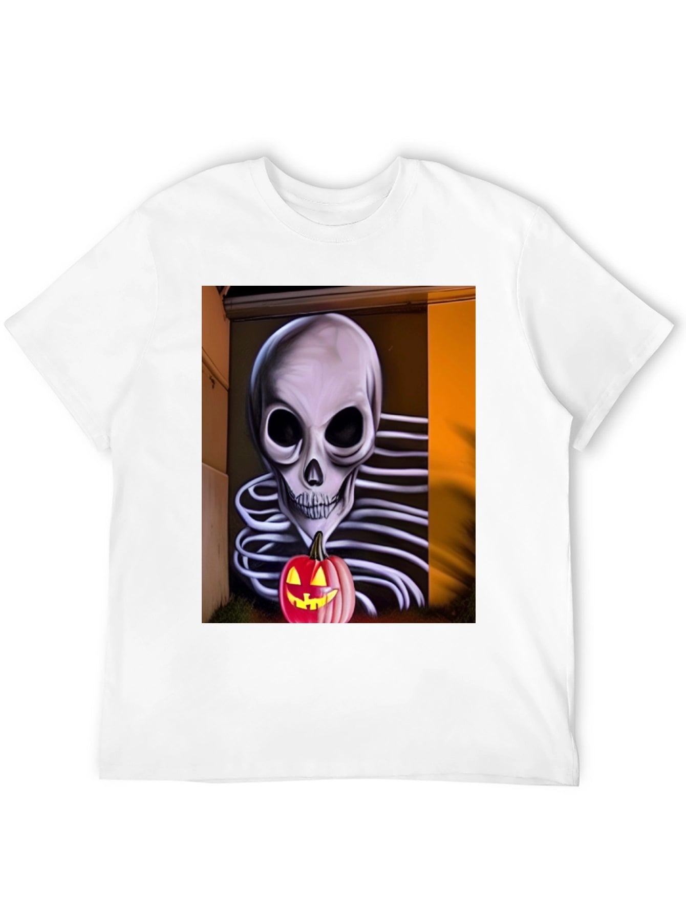 Halloween Skeleton Pumpkin Graphic Tee