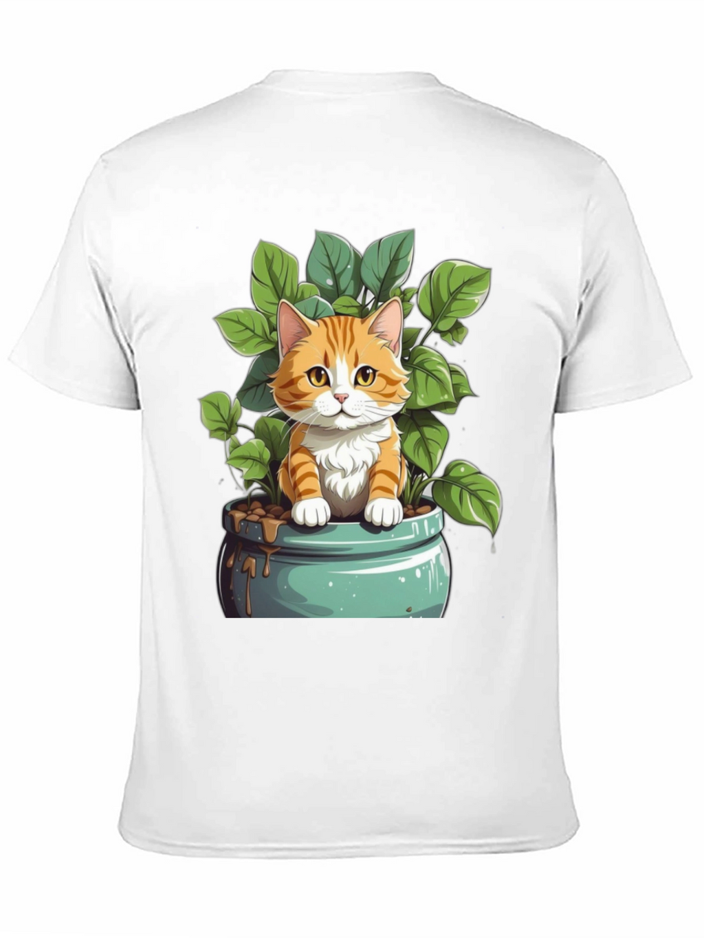 Cute Cat in Pot Plant Graphic Tee