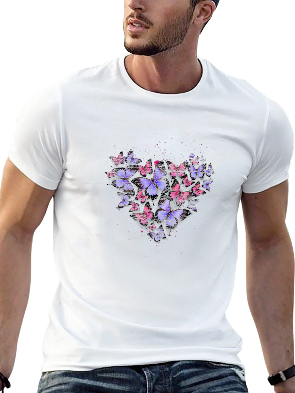 Butterfly Heart Graphic T-Shirt - Black