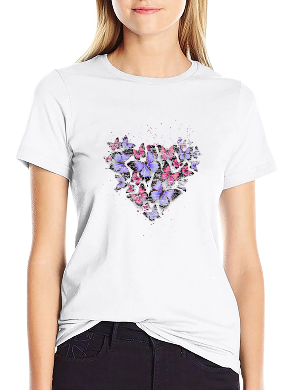Butterfly Heart Graphic T-Shirt - Black