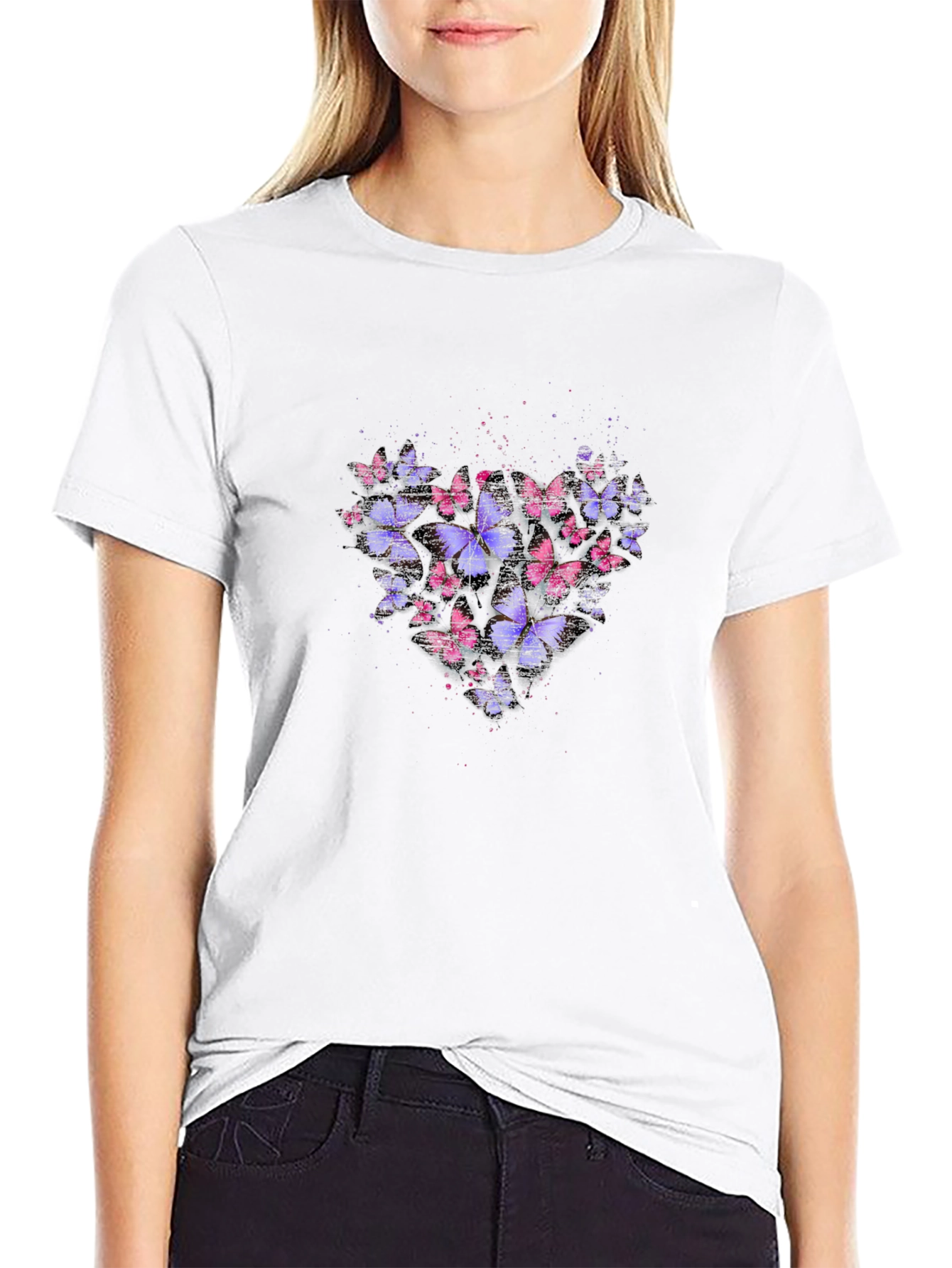 Butterfly Heart Graphic T-Shirt - Black