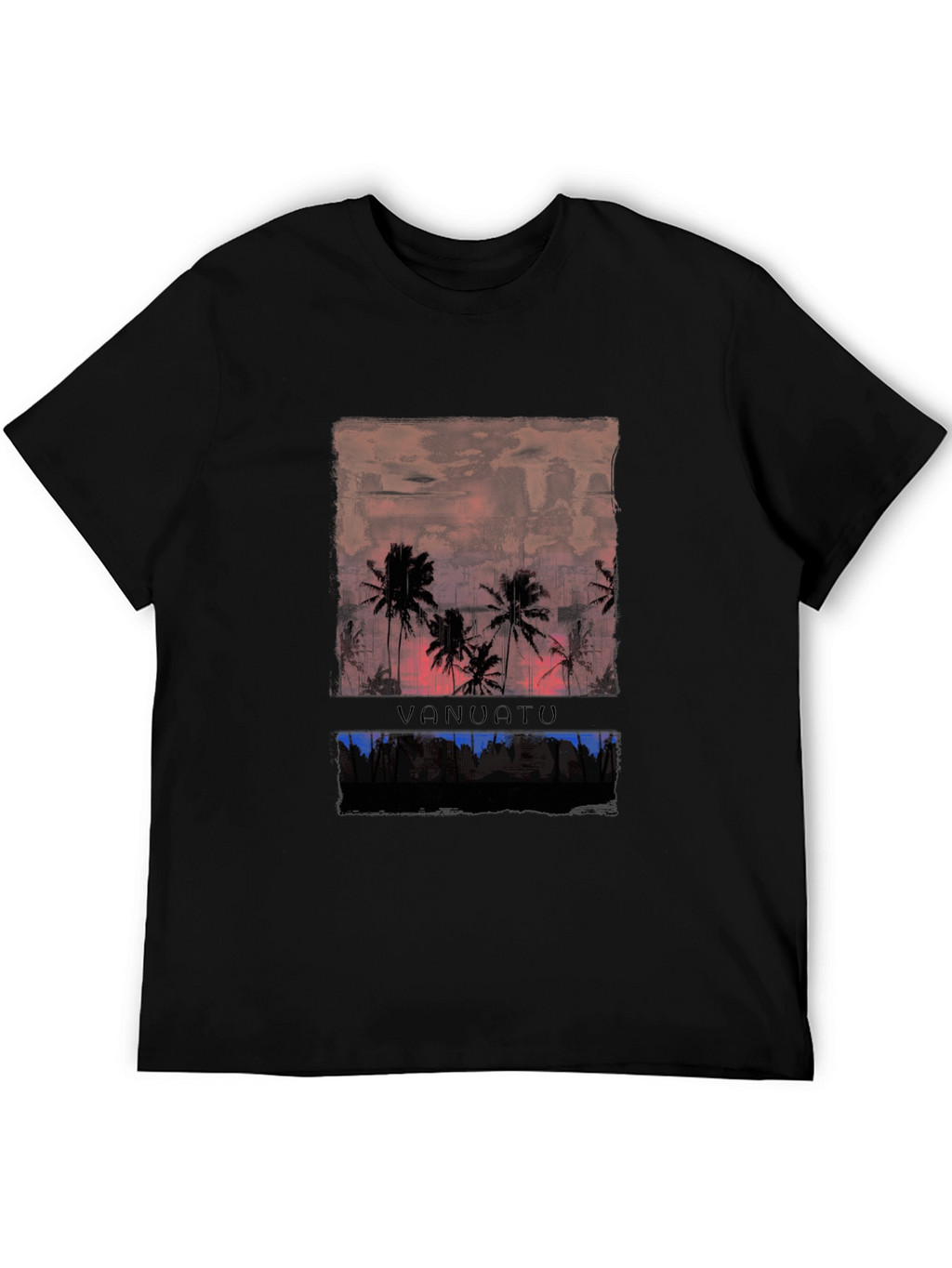 Vanuatu Sunset T-Shirt Black Palm Tree Graphic Tee
