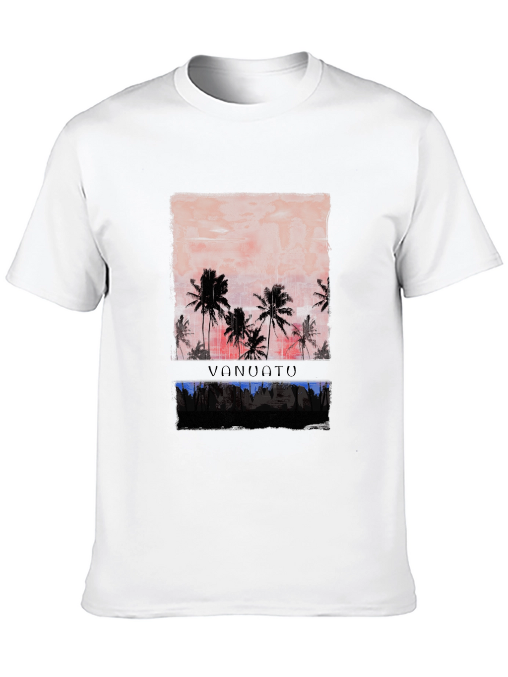 Vanuatu Sunset T-Shirt Black Palm Tree Graphic Tee