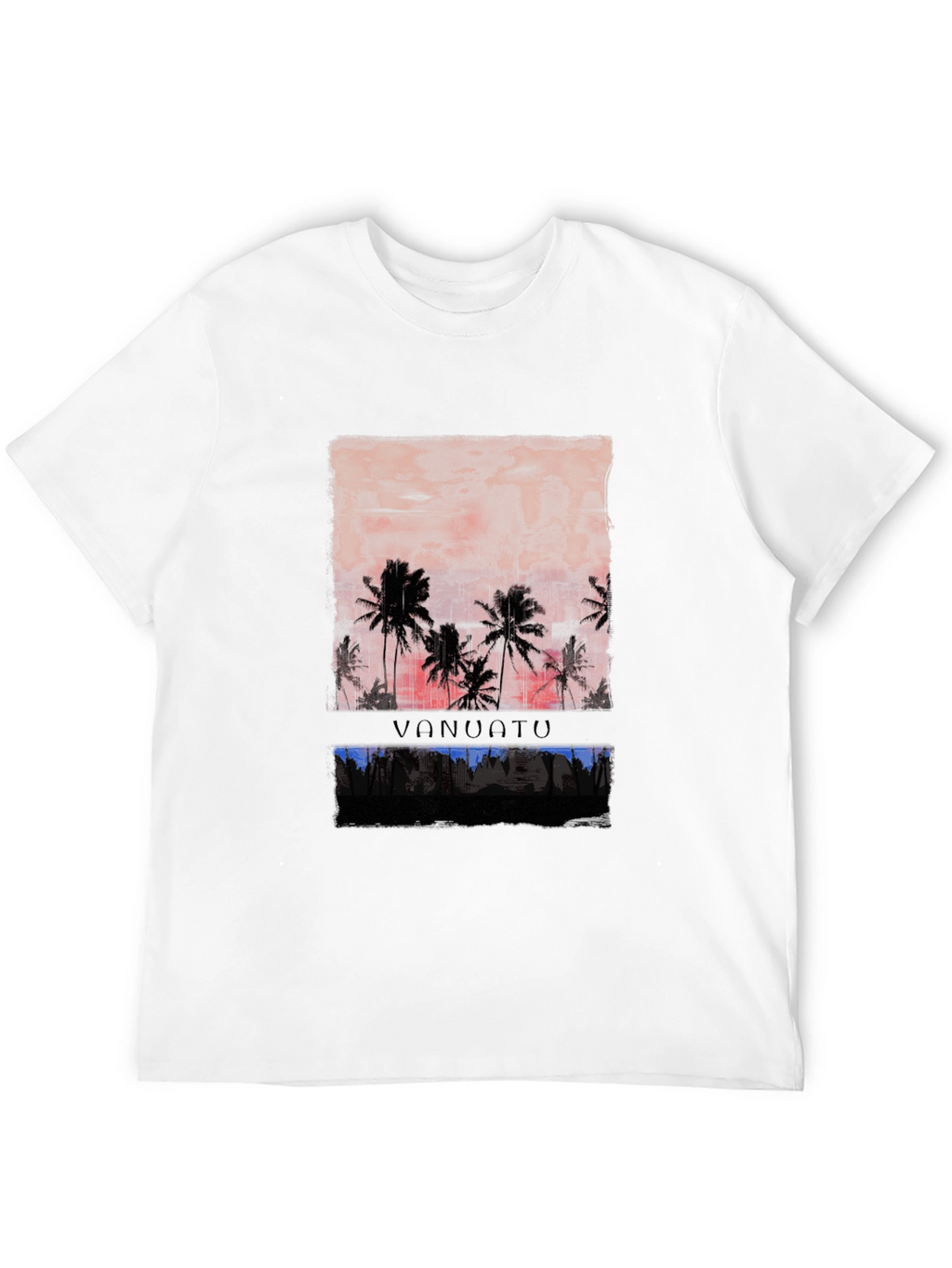 Vanuatu Sunset T-Shirt Black Palm Tree Graphic Tee