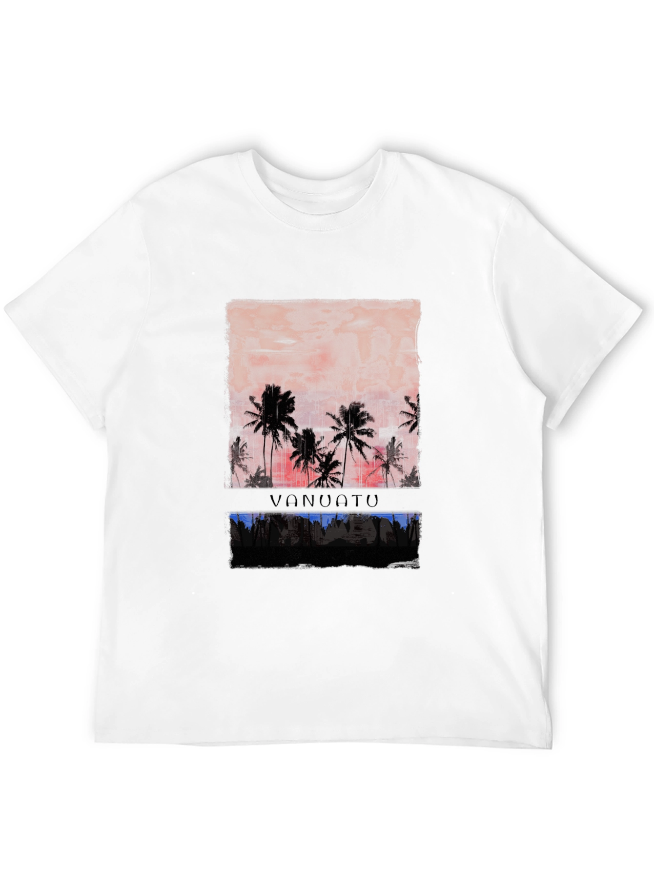 Vanuatu Sunset T-Shirt Black Palm Tree Graphic Tee