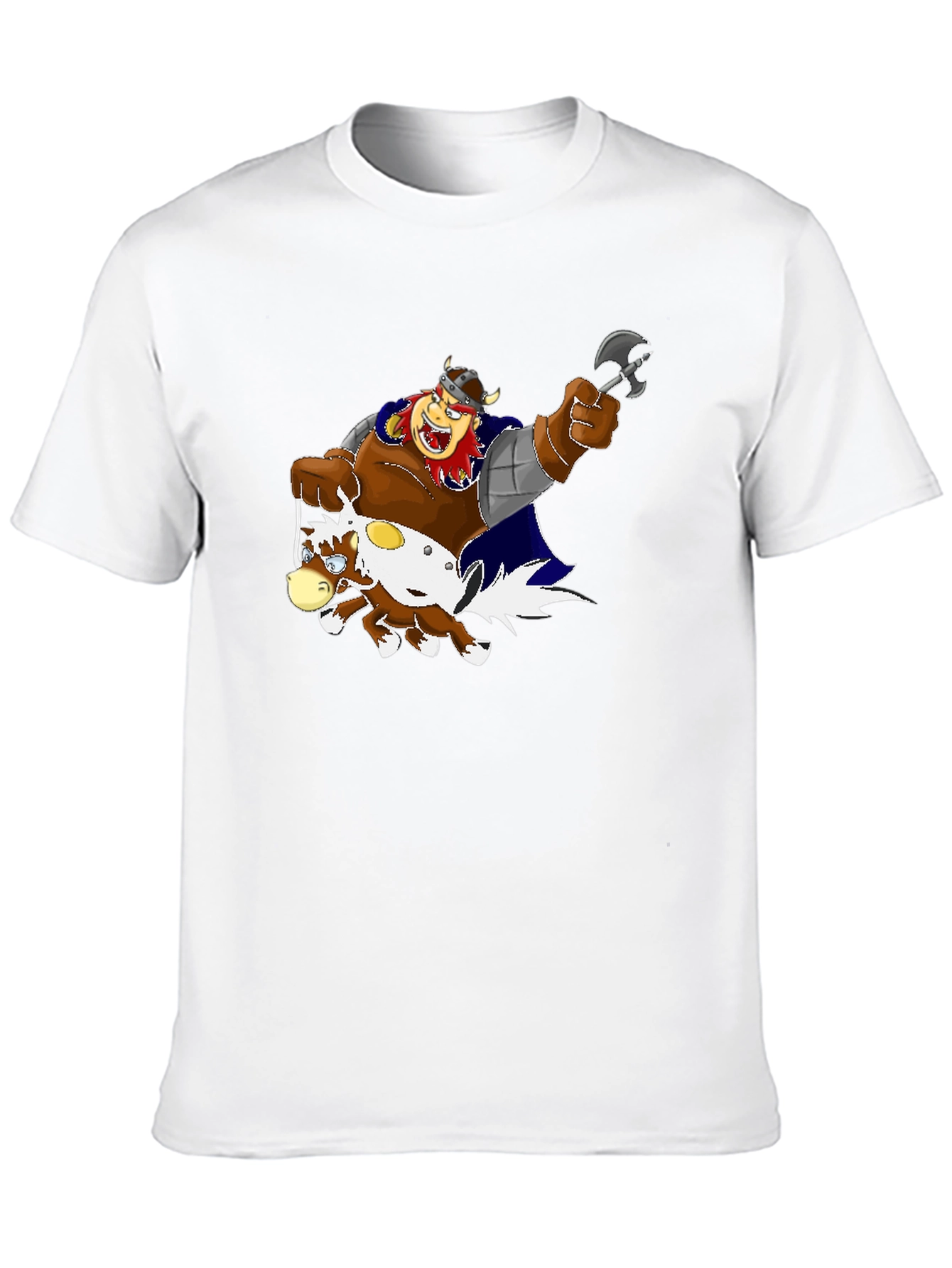 Cartoon Viking Warrior Riding a Horse T-Shirt
