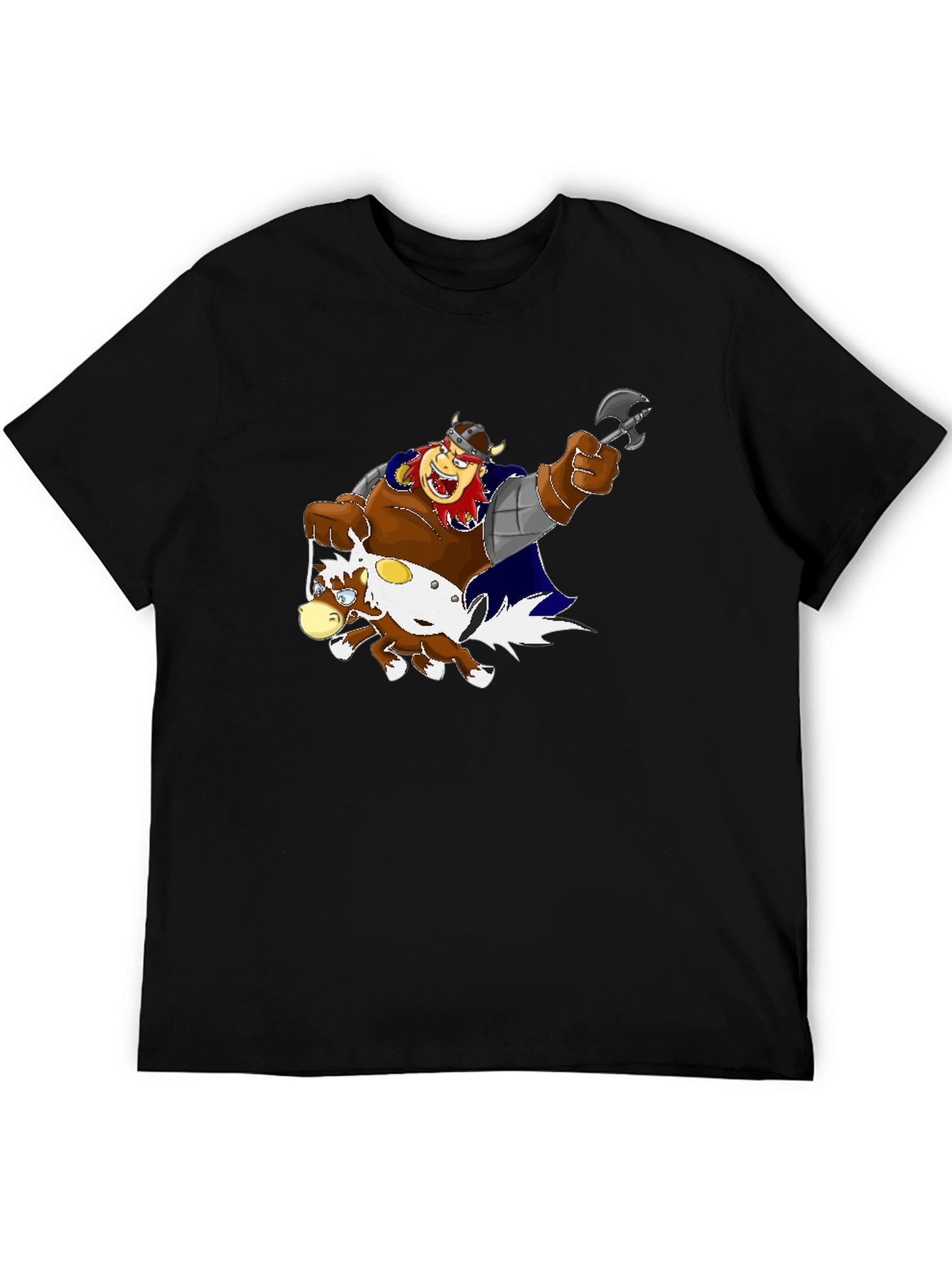 Cartoon Viking Warrior Riding a Horse T-Shirt