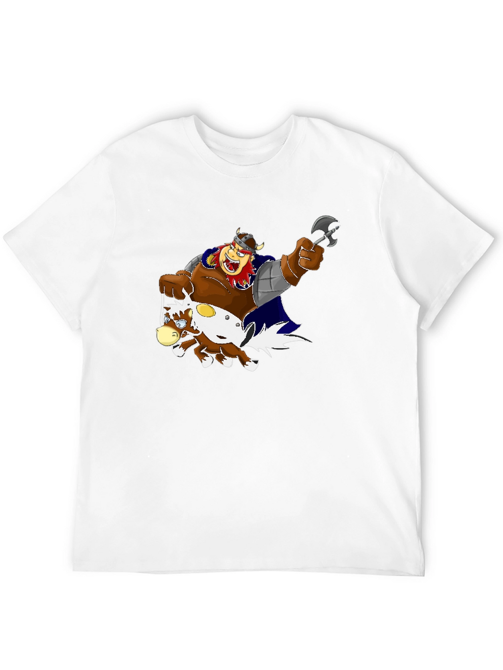 Cartoon Viking Warrior Riding a Horse T-Shirt