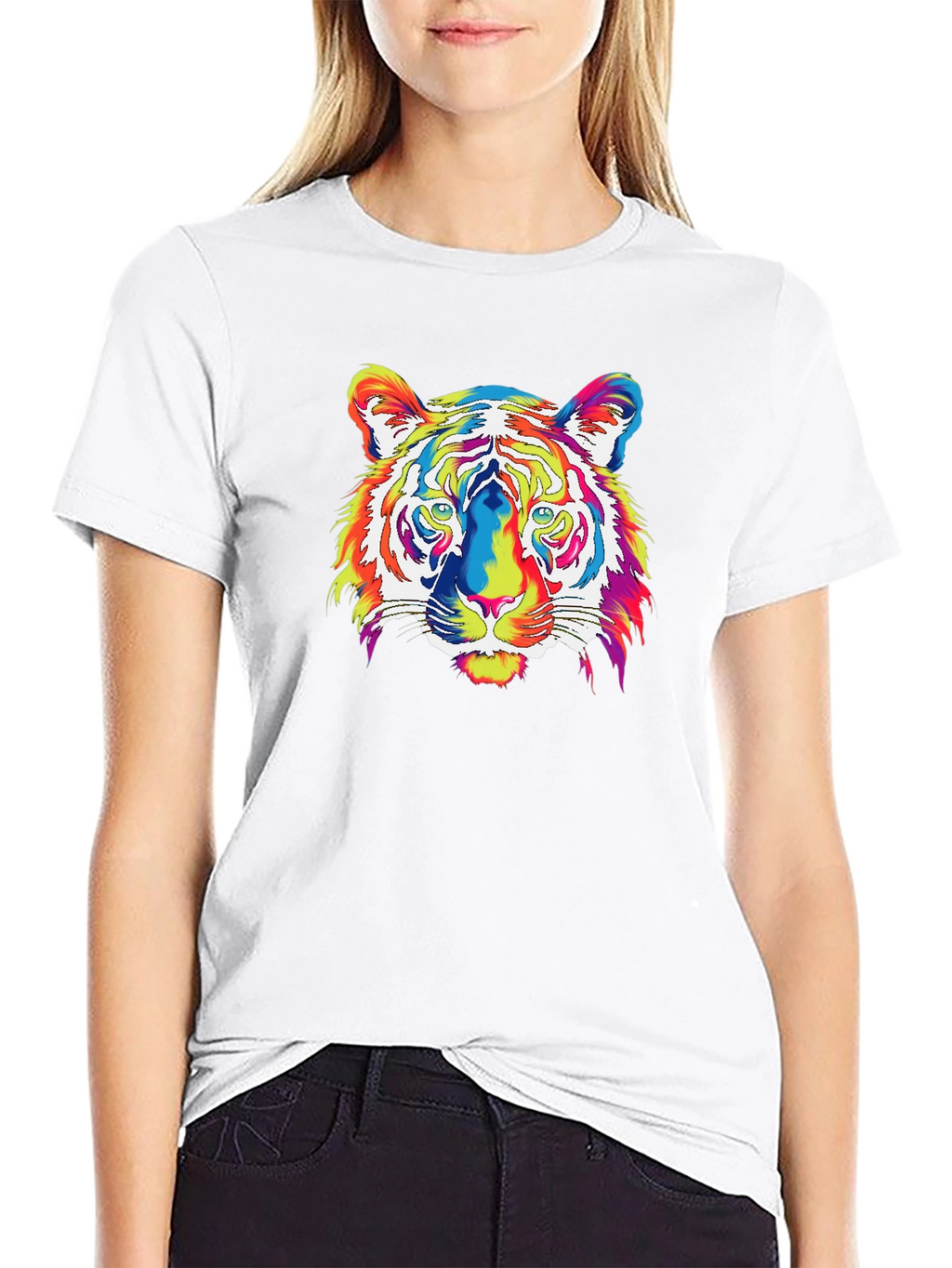 Vibrant Tiger Graphic Tee - Mens Black T-Shirt