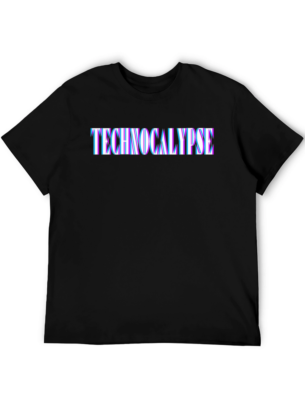 Technocalypse Glitch Text Black T-Shirt